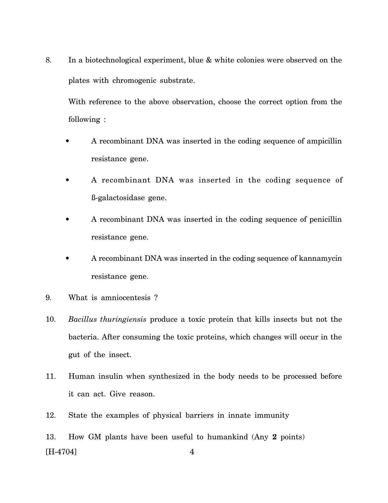 Goa Board Class 12 Biology (March 2024) Question Paper - Page 4