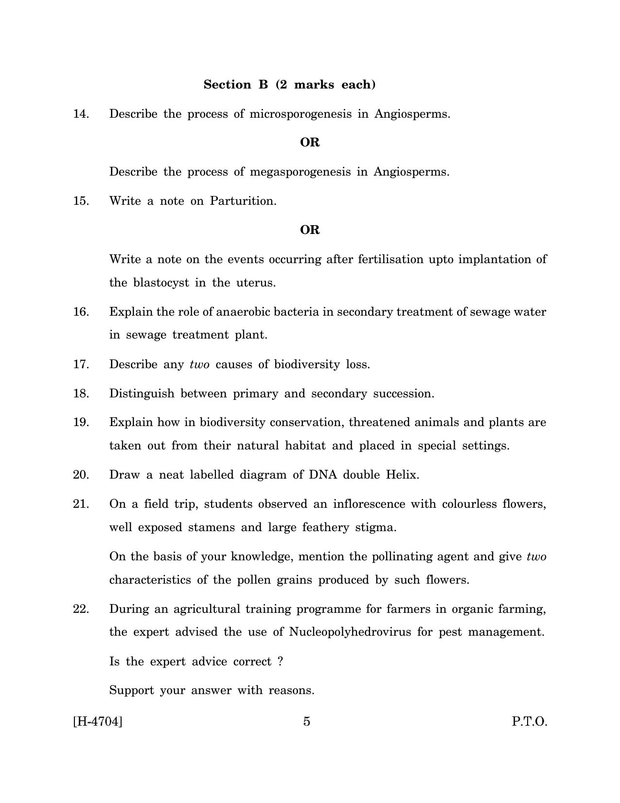Goa Board Class 12 Biology (March 2024) Question Paper - Page 5