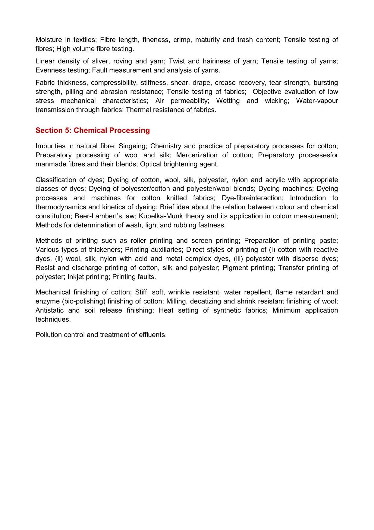 GATE Textile Engineering and Fibre Science Syllabus - Page 3