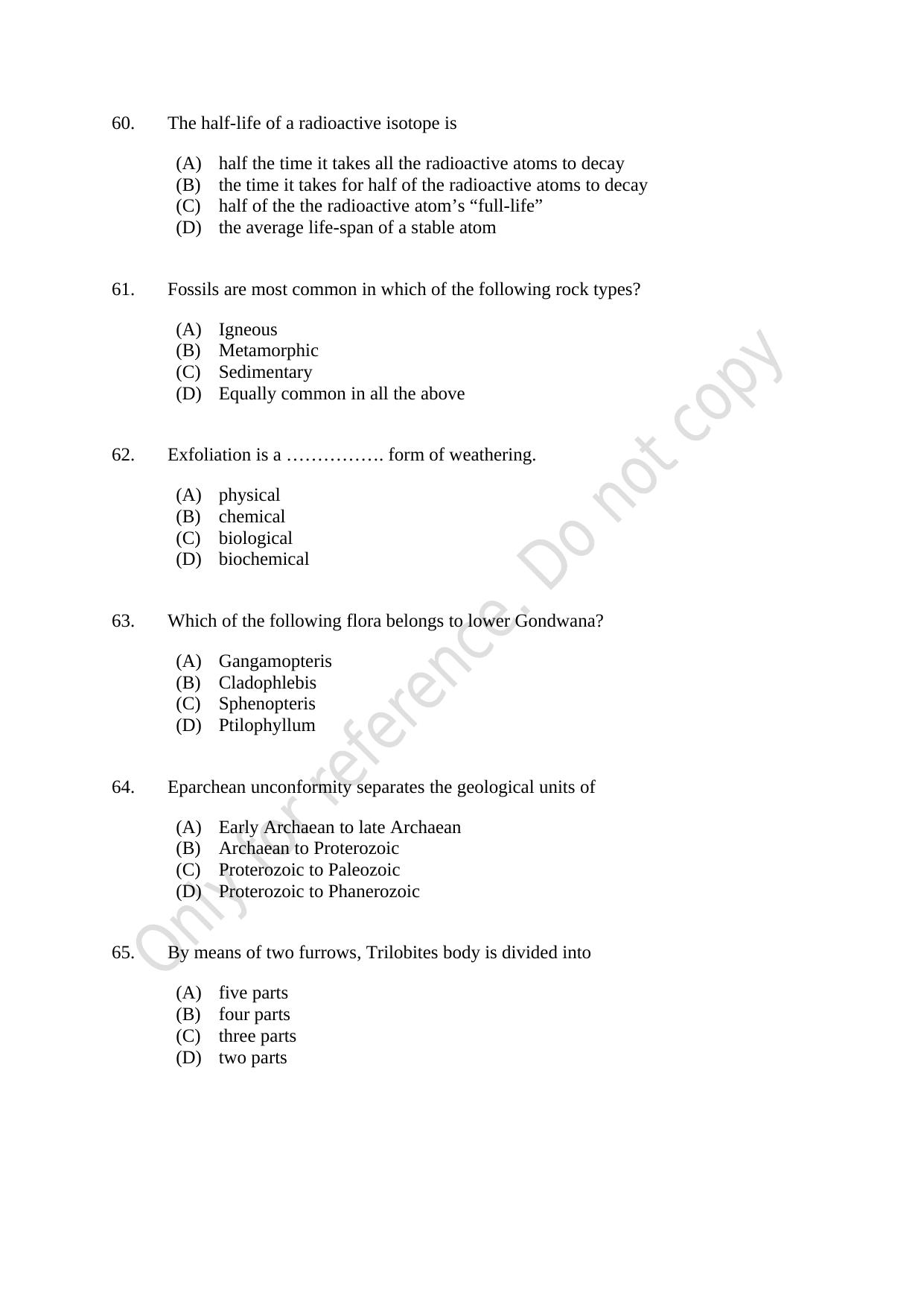 CUSAT CAT 2021 Geology Question Paper - Page 11