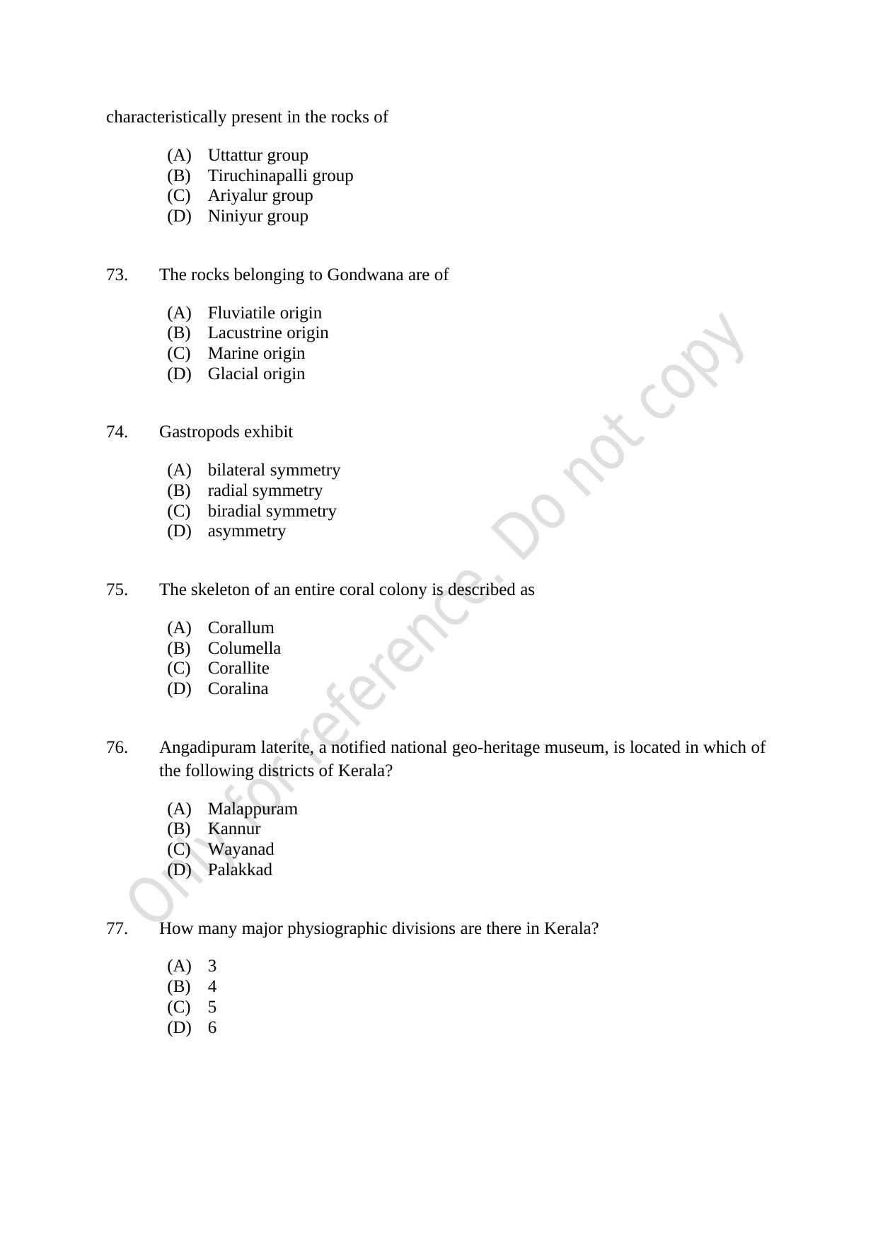 CUSAT CAT 2021 Geology Question Paper - Page 13