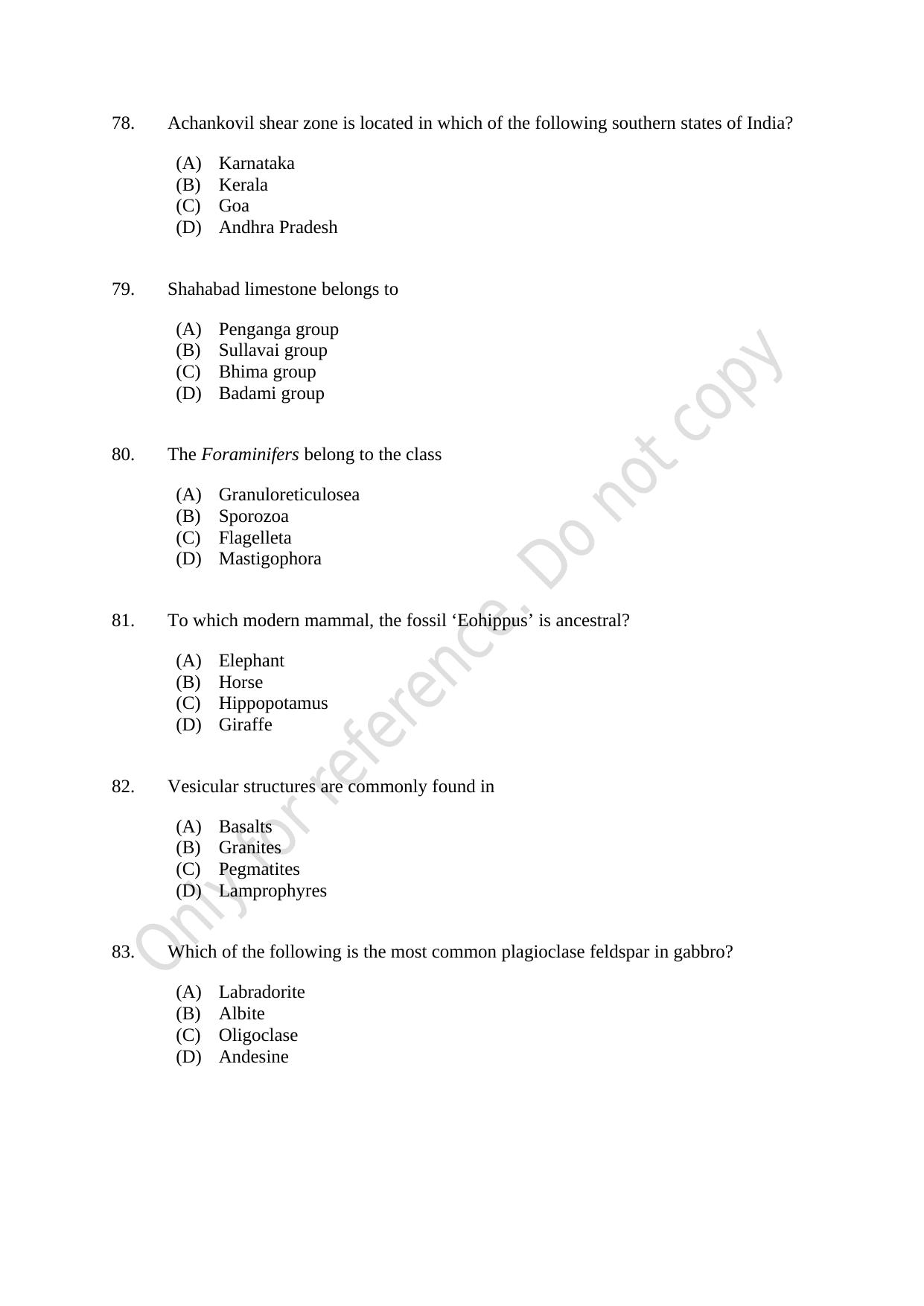 CUSAT CAT 2021 Geology Question Paper - Page 14