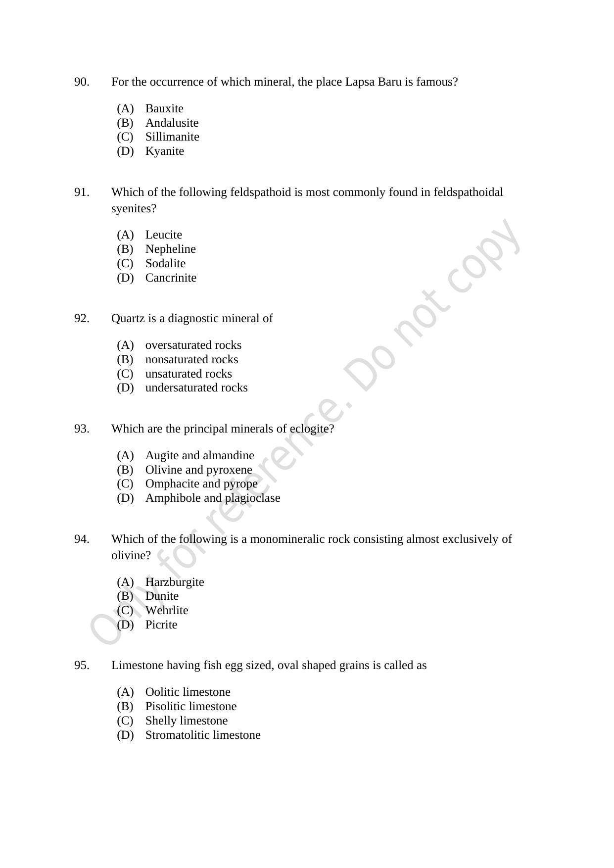 CUSAT CAT 2021 Geology Question Paper - Page 16