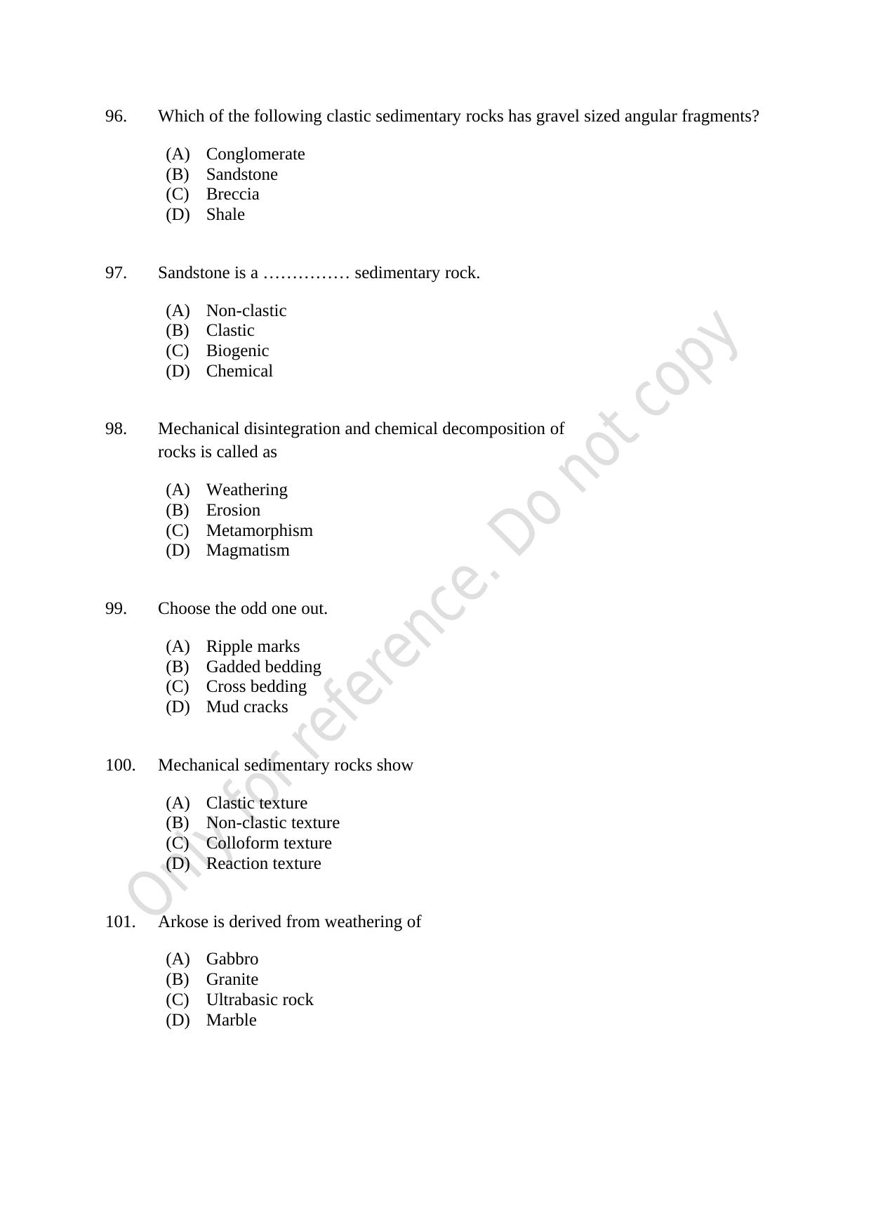 CUSAT CAT 2021 Geology Question Paper - Page 17