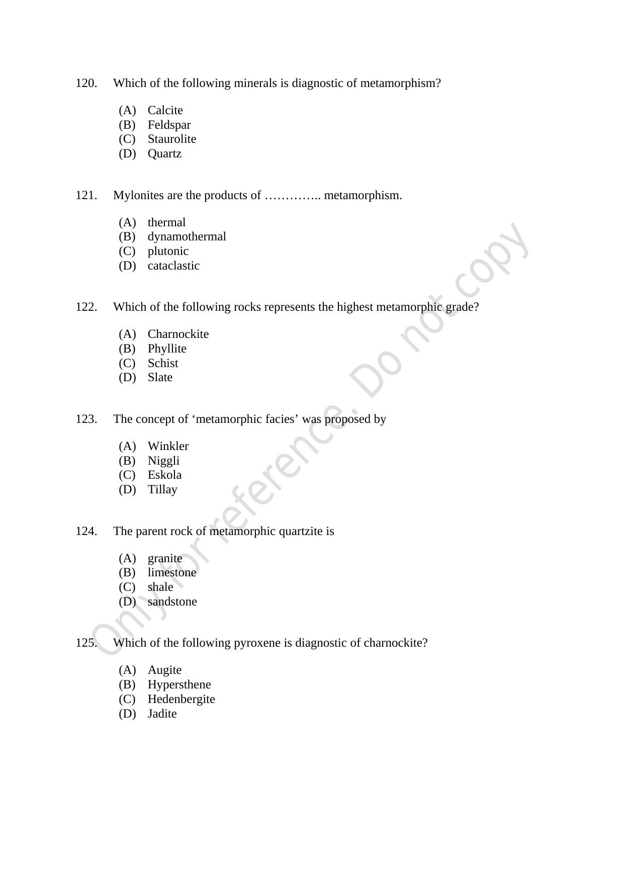 CUSAT CAT 2021 Geology Question Paper - Page 21