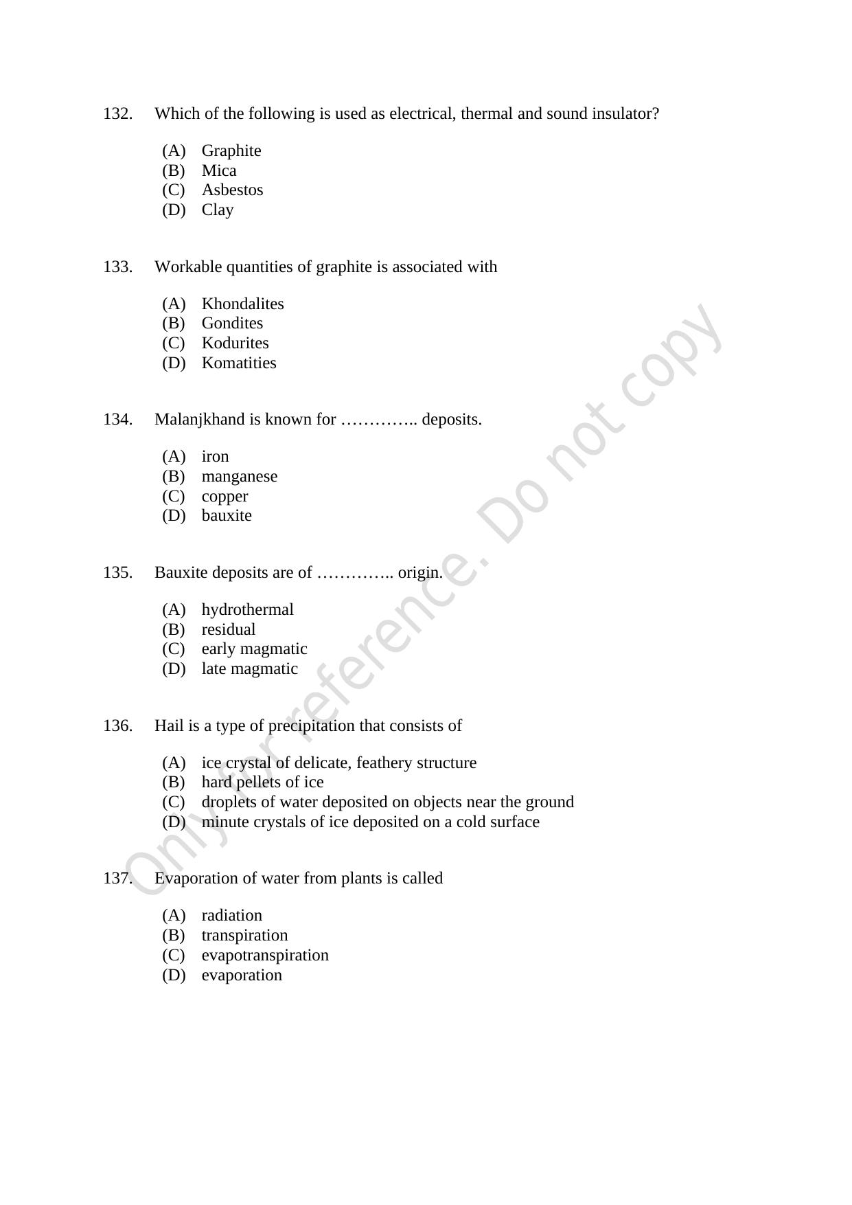 CUSAT CAT 2021 Geology Question Paper - Page 23