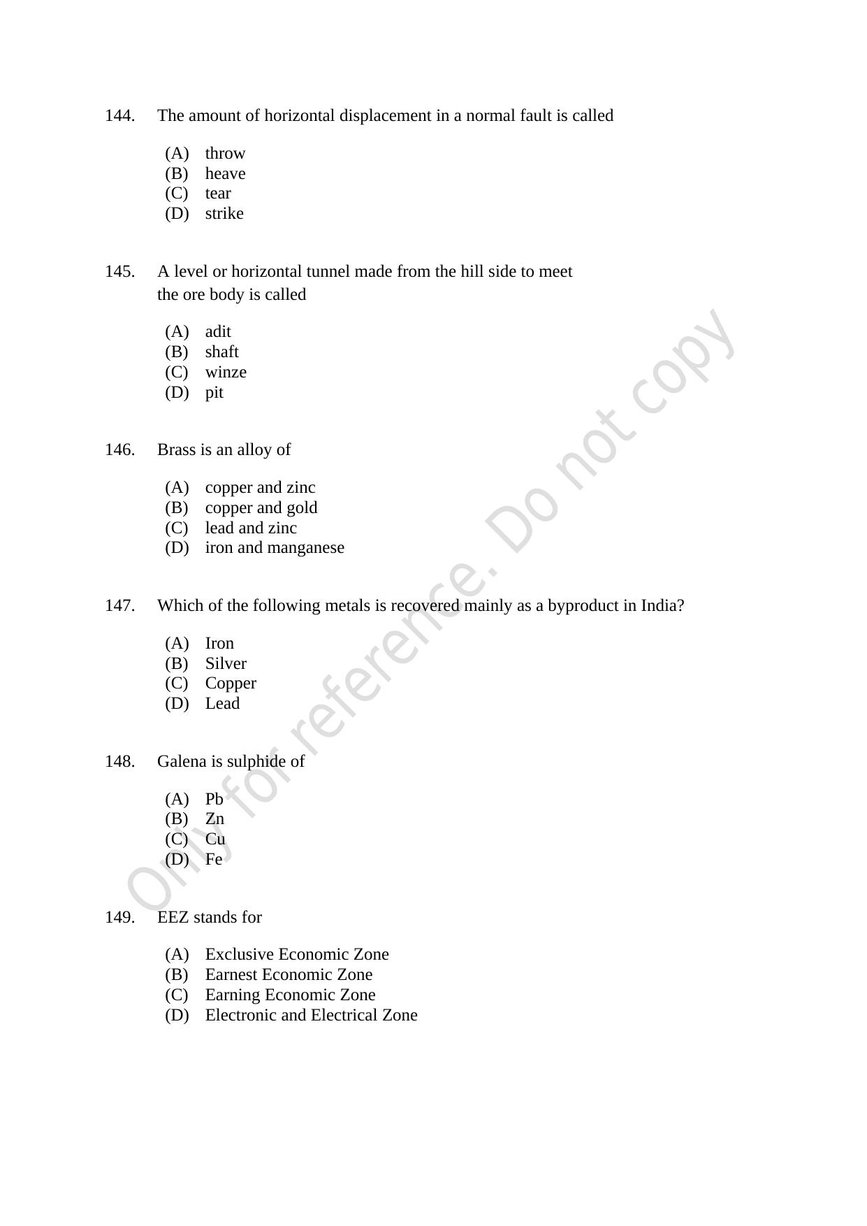 CUSAT CAT 2021 Geology Question Paper - Page 25