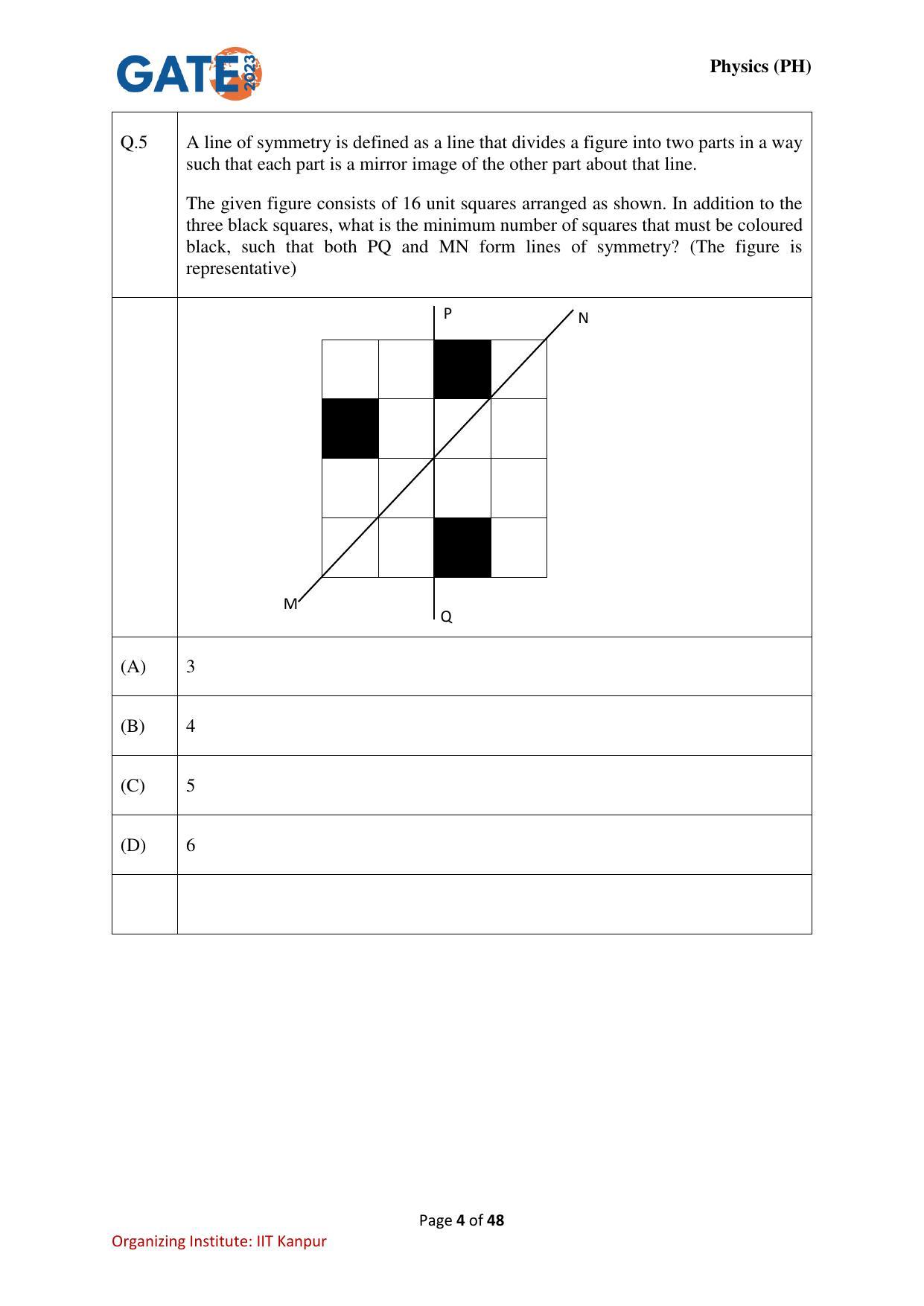 GATE 2023 Physics (PH) Question Paper - Page 4