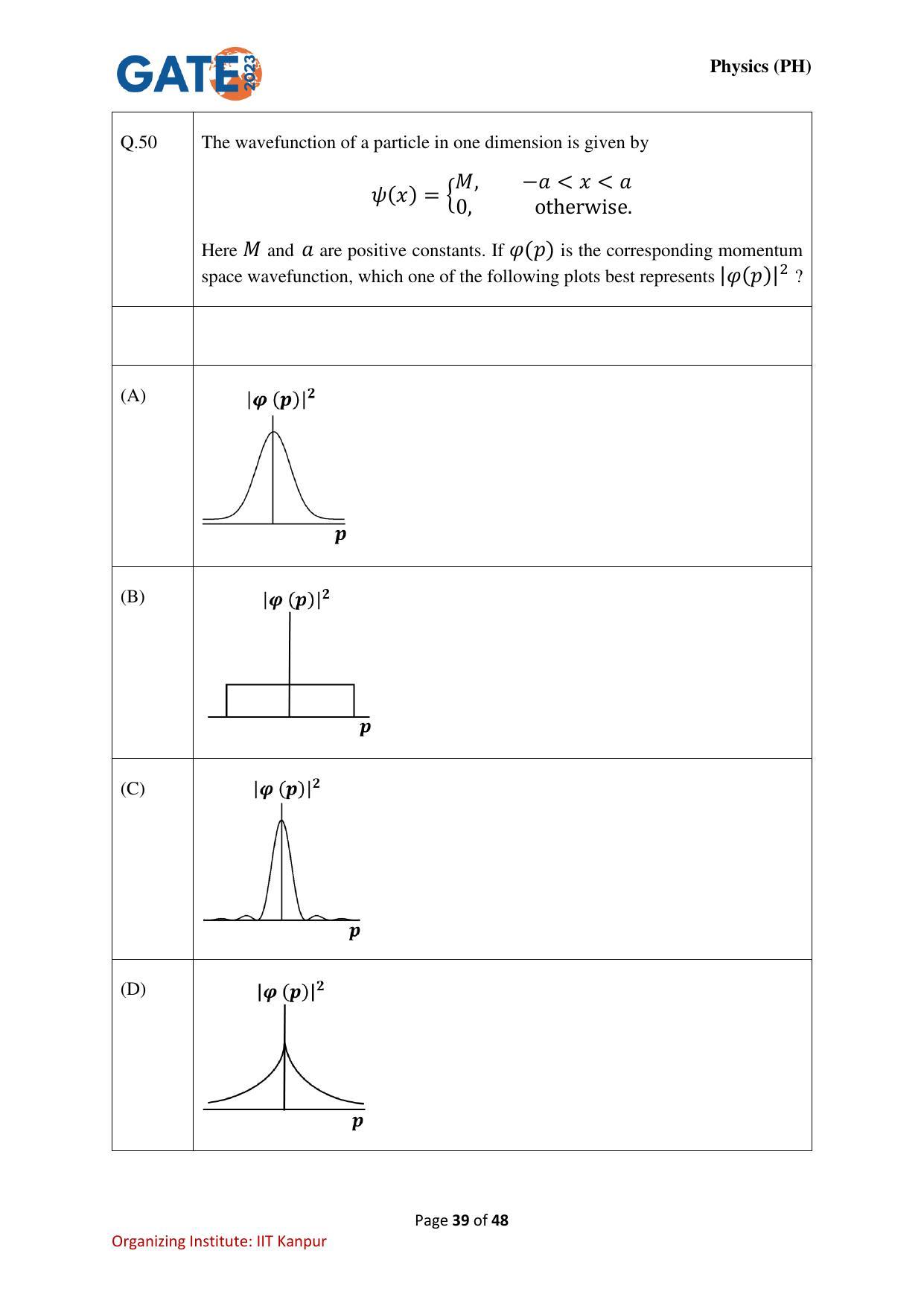 GATE 2023 Physics (PH) Question Paper - Page 39