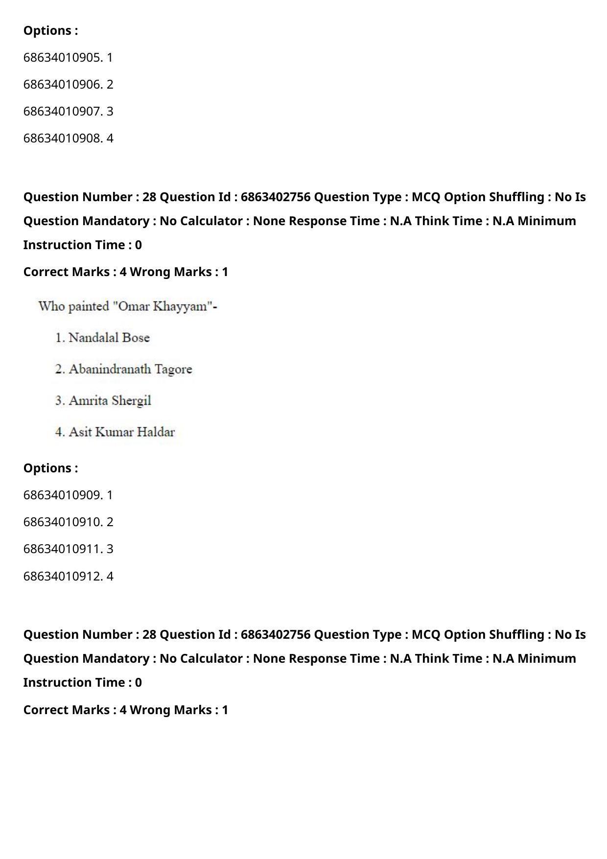 CUET PG 2023: HUQP15 – Painting (Eng.) - Shift 2 (5-06-2023) Question Paper - Page 42