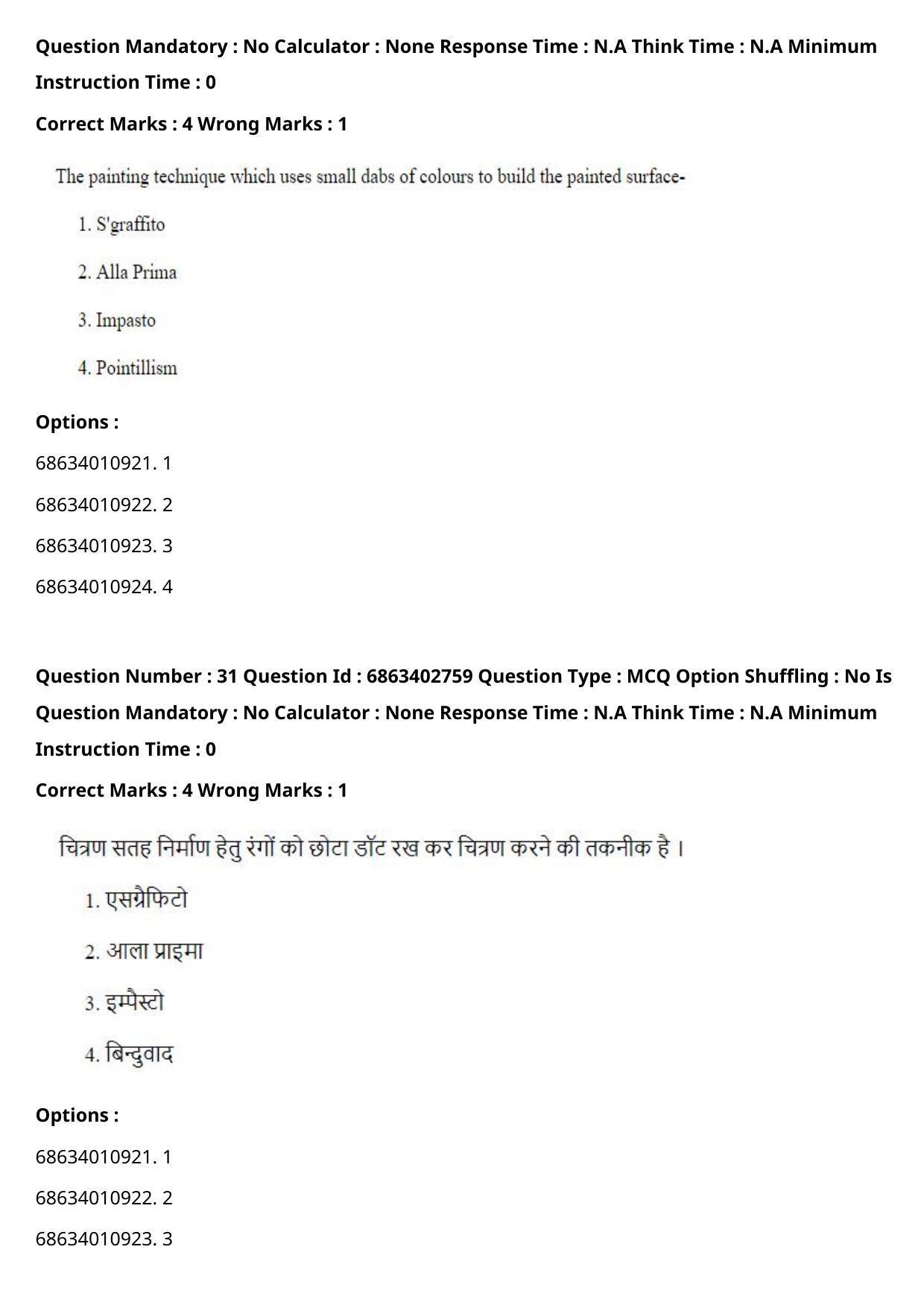 CUET PG 2023: HUQP15 – Painting (Eng.) - Shift 2 (5-06-2023) Question Paper - Page 46