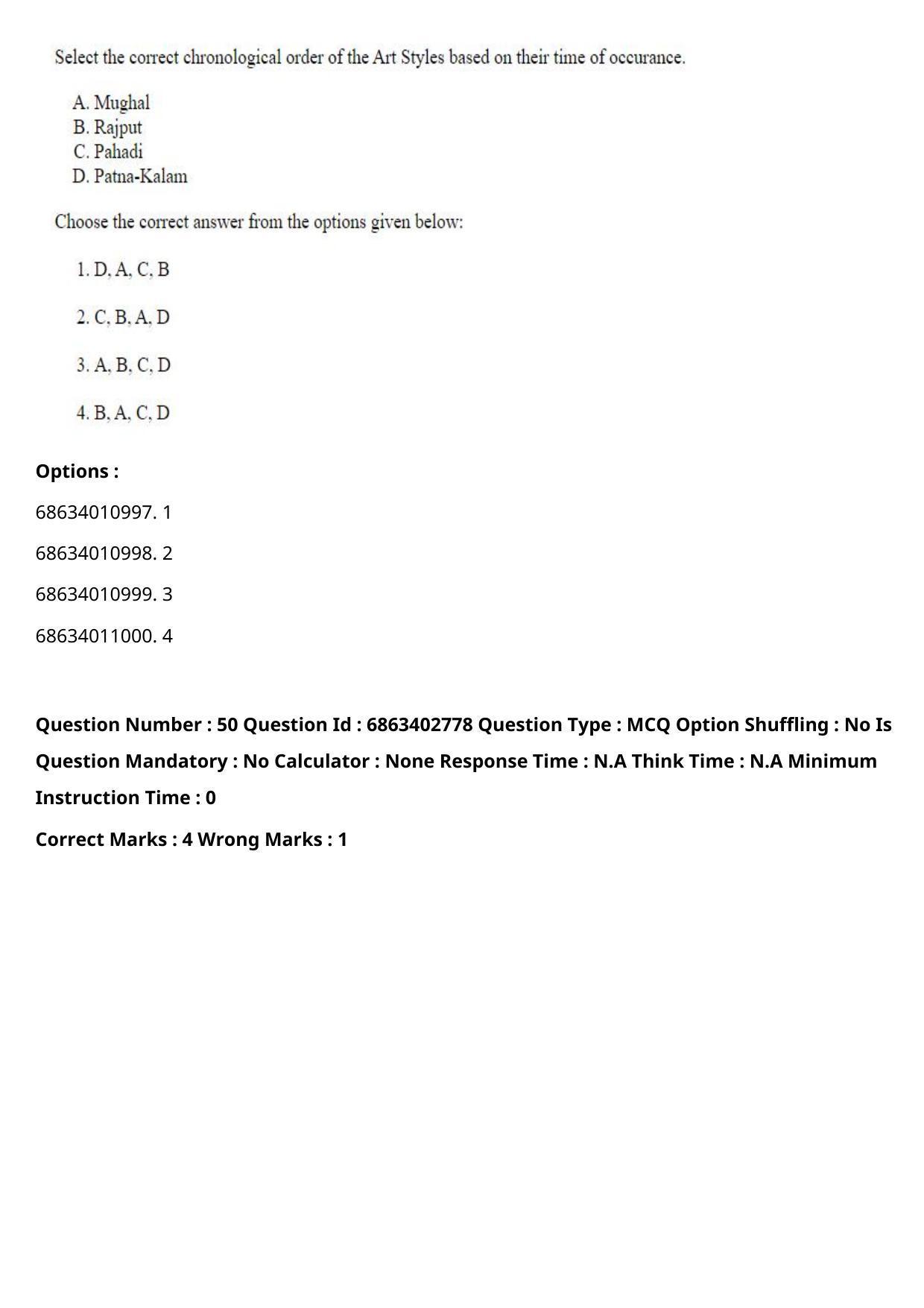 CUET PG 2023: HUQP15 – Painting (Eng.) - Shift 2 (5-06-2023) Question Paper - Page 68