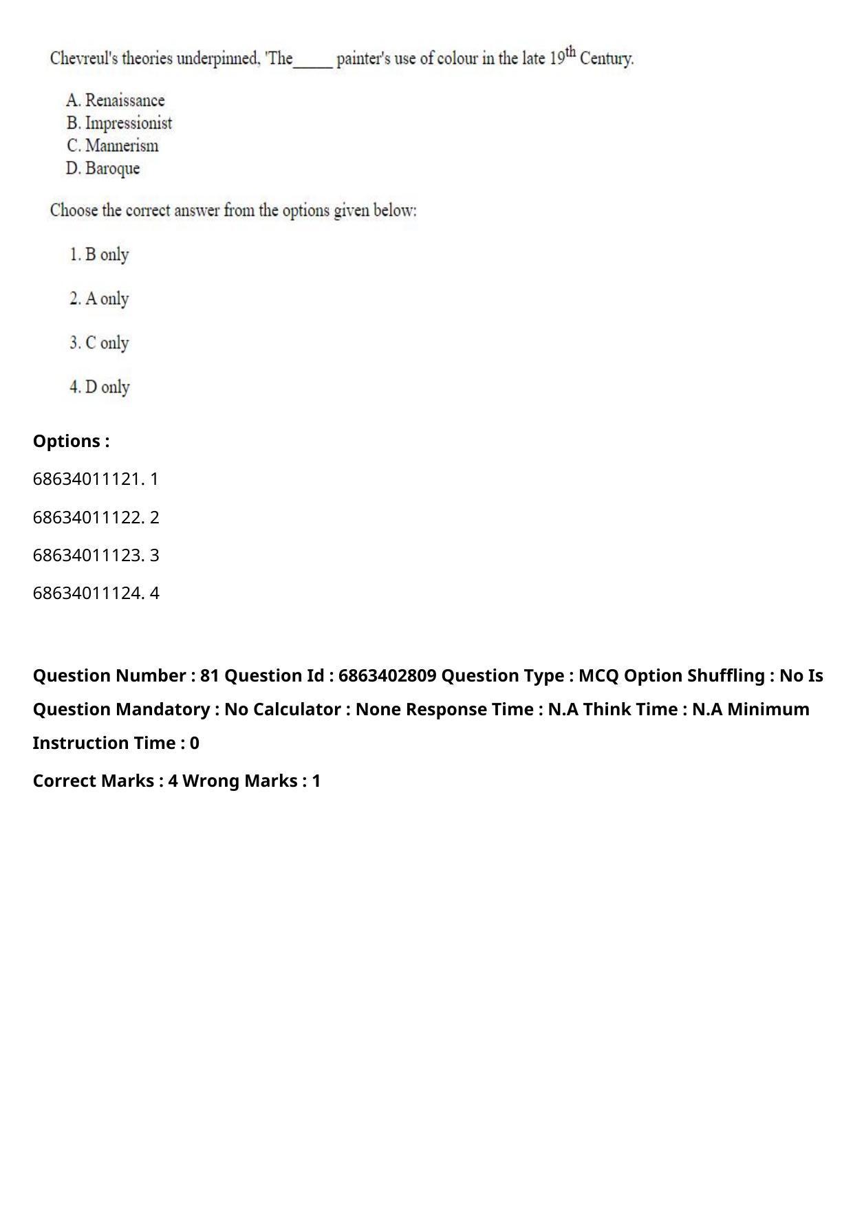 CUET PG 2023: HUQP15 – Painting (Eng.) - Shift 2 (5-06-2023) Question Paper - Page 111
