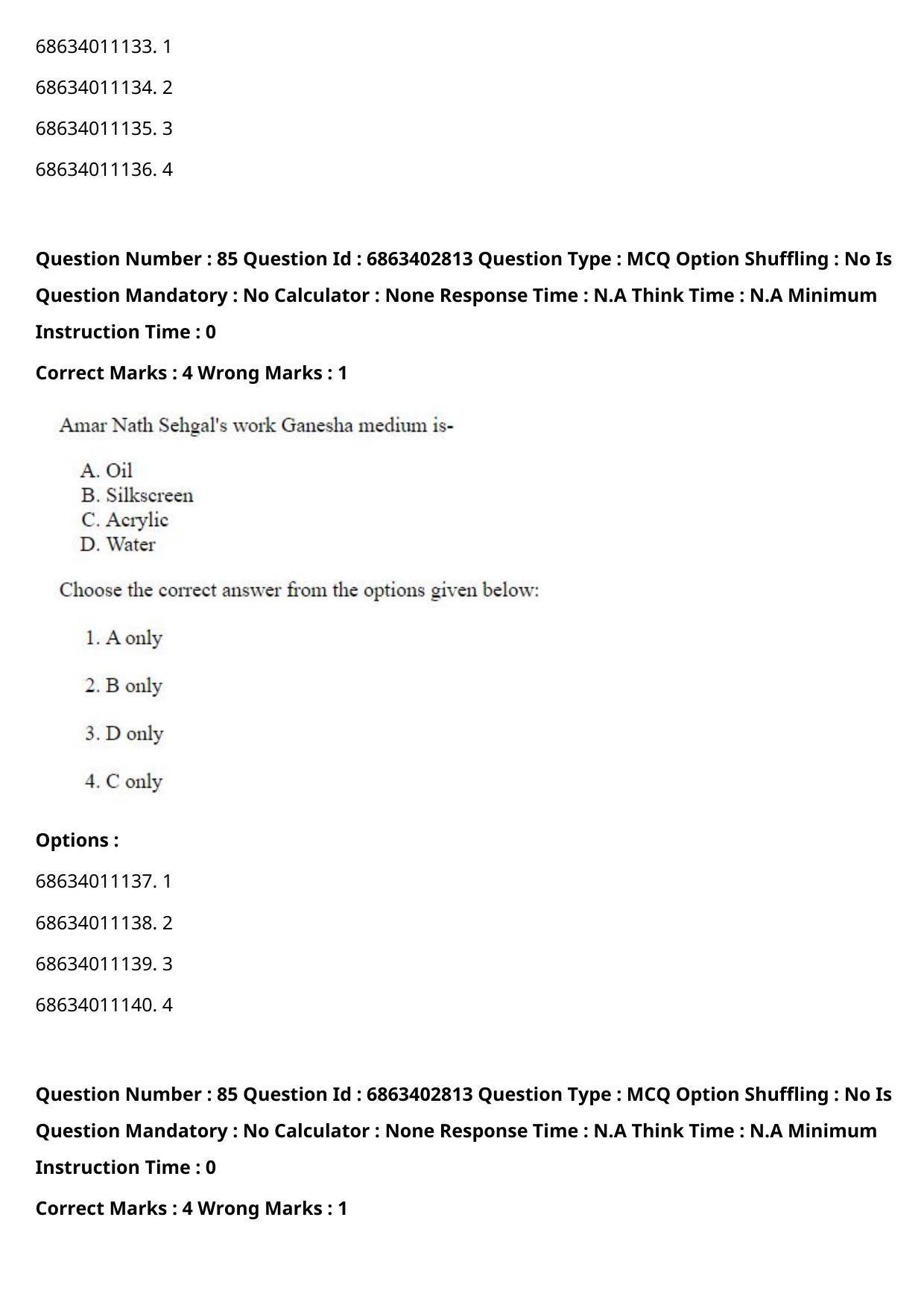 CUET PG 2023: HUQP15 – Painting (Eng.) - Shift 2 (5-06-2023) Question Paper - Page 118
