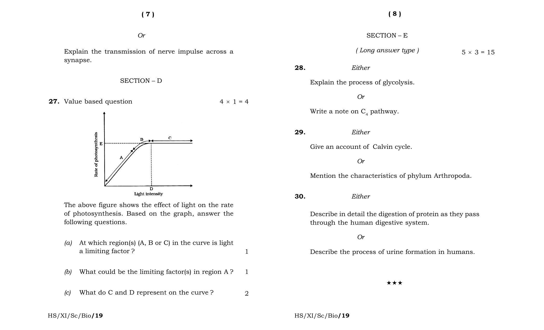 Meghalaya Board (MBOSE) Class 11 Biology 2019 Question Paper - Page 4
