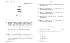Meghalaya Board (MBOSE) Class 11 Biology 2019 Question Paper