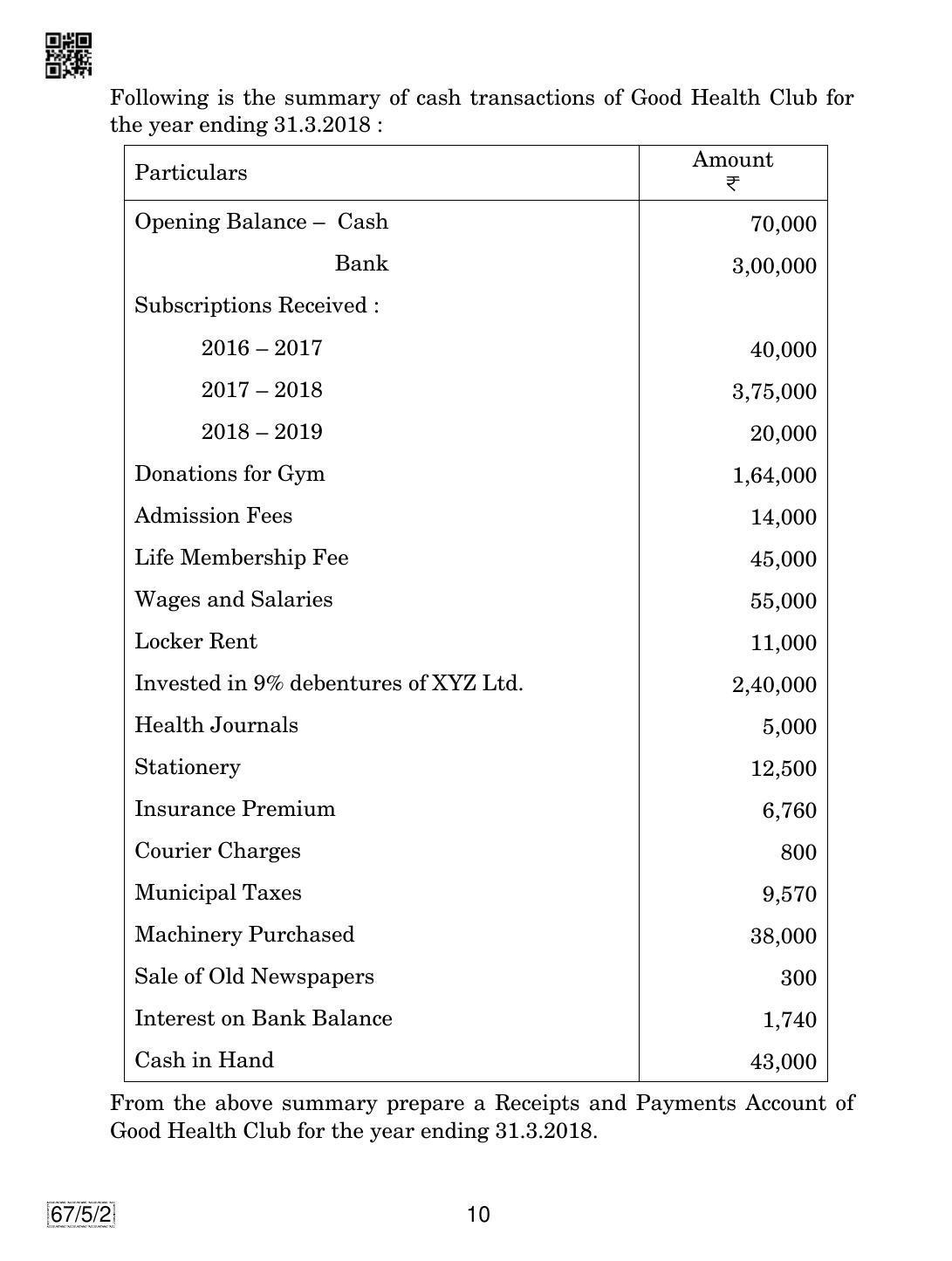 CBSE Class 12 67-5-2 Accountancy 2019 Question Paper - Page 10