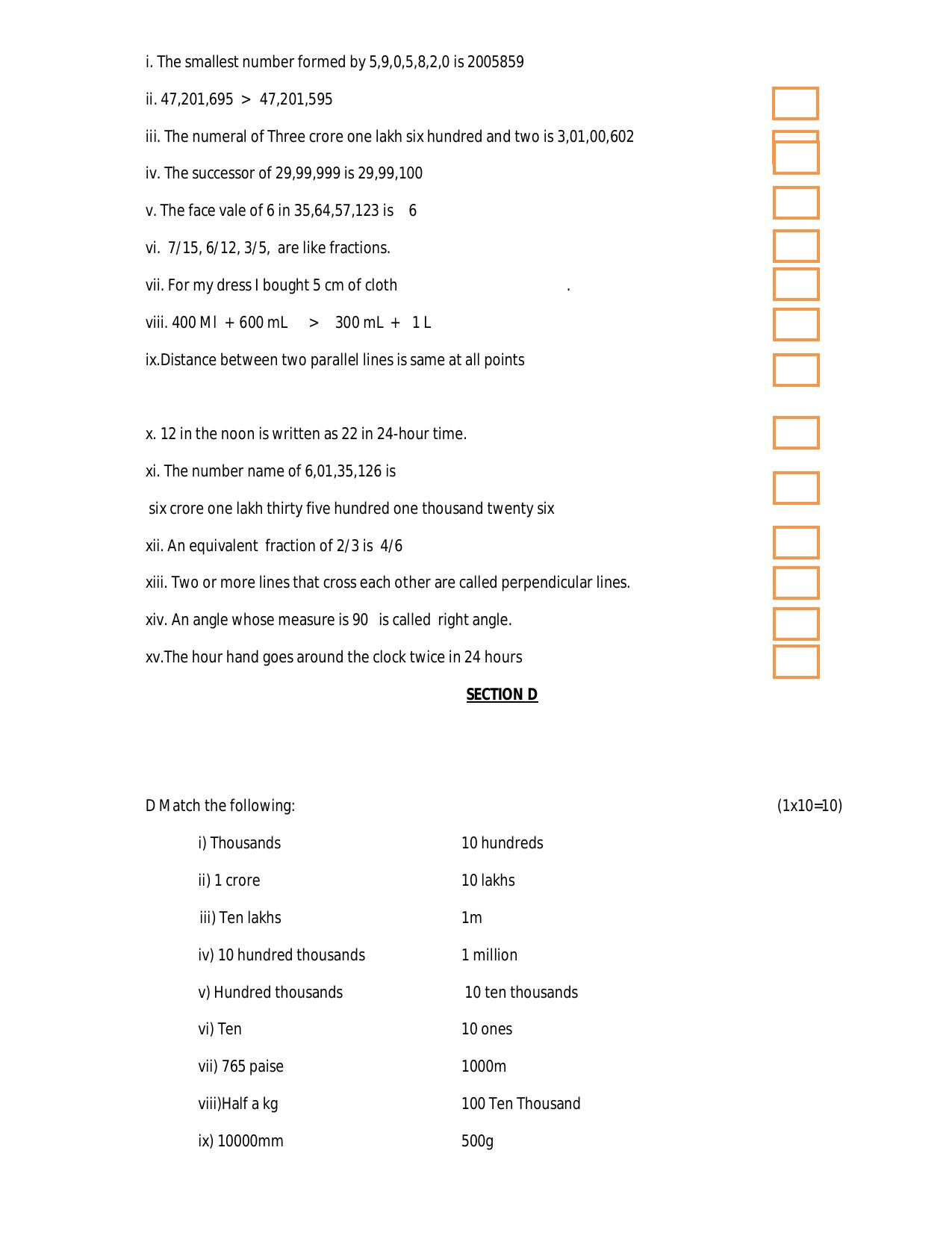 Worksheet for Class 5 Maths Assignment 15 - Page 4