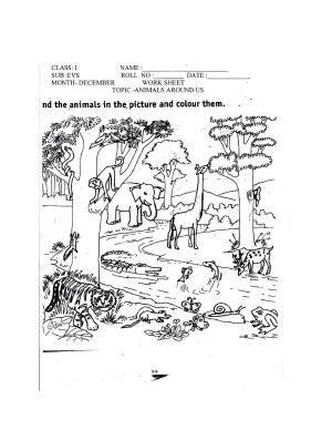 Worksheet for Class 1 EVS Animals around us Assignment 2