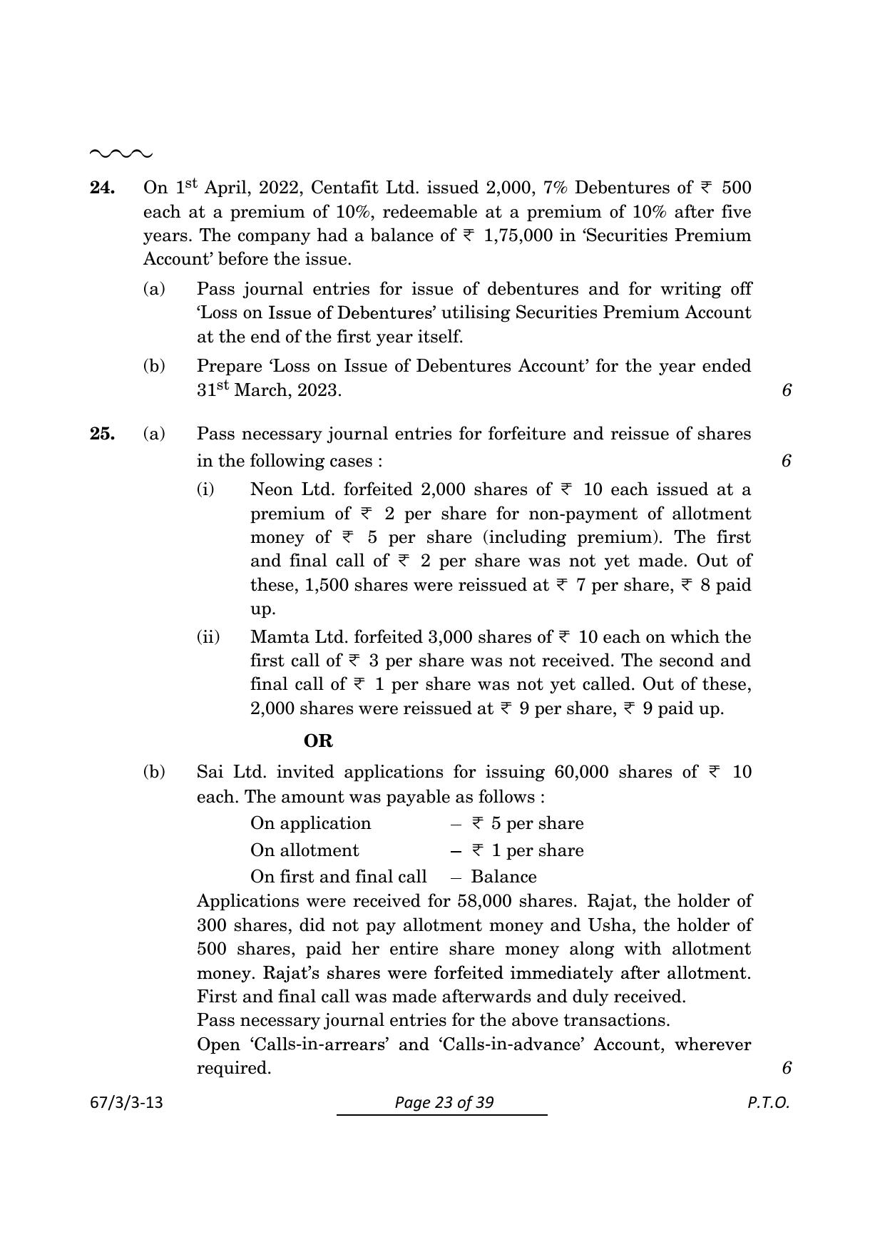 CBSE Class 12 67-3-3 Accountancy 2024 Question Paper - Page 23