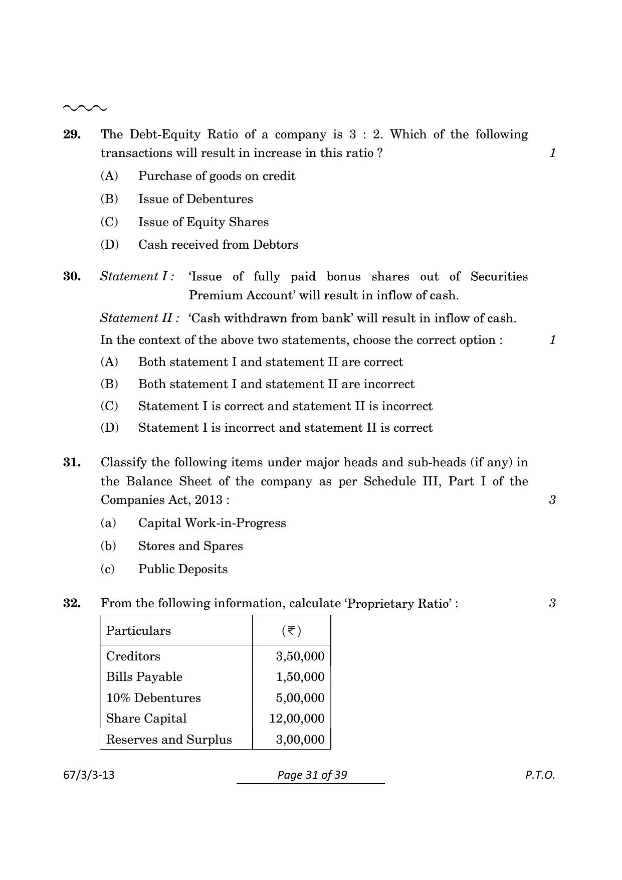 CBSE Class 12 67-3-3 Accountancy 2024 Question Paper - Page 31