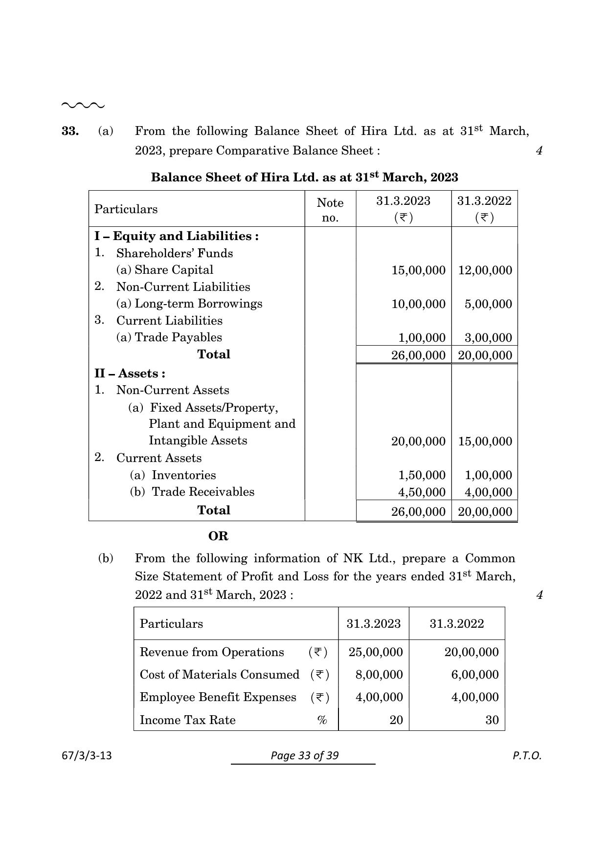 CBSE Class 12 67-3-3 Accountancy 2024 Question Paper - Page 33