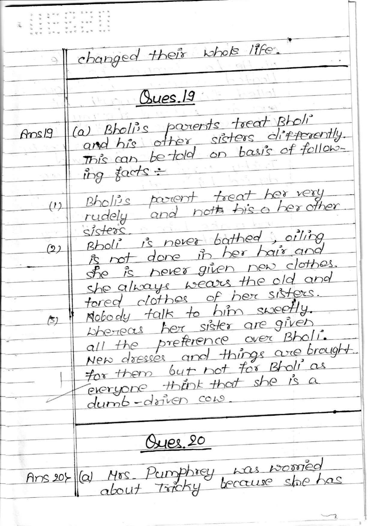 UBSE Class 10 English 2020 Toppers Answer Sheet - Page 14