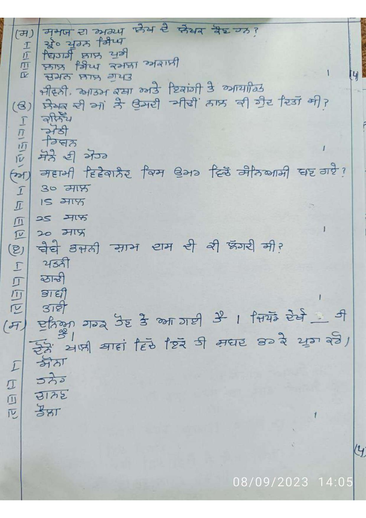 HPBOSE Class 10th Punjabi Sample Question Papers 2024 - Page 3