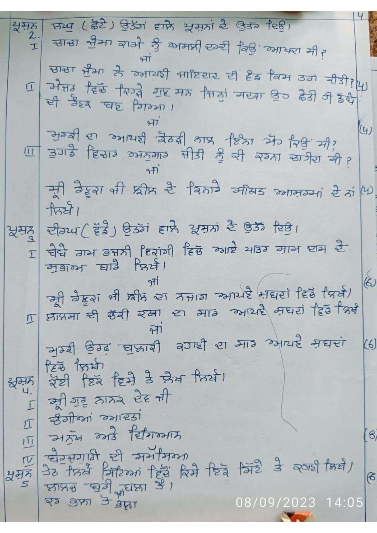HPBOSE Class 10th Punjabi Sample Question Papers 2024 - Page 4