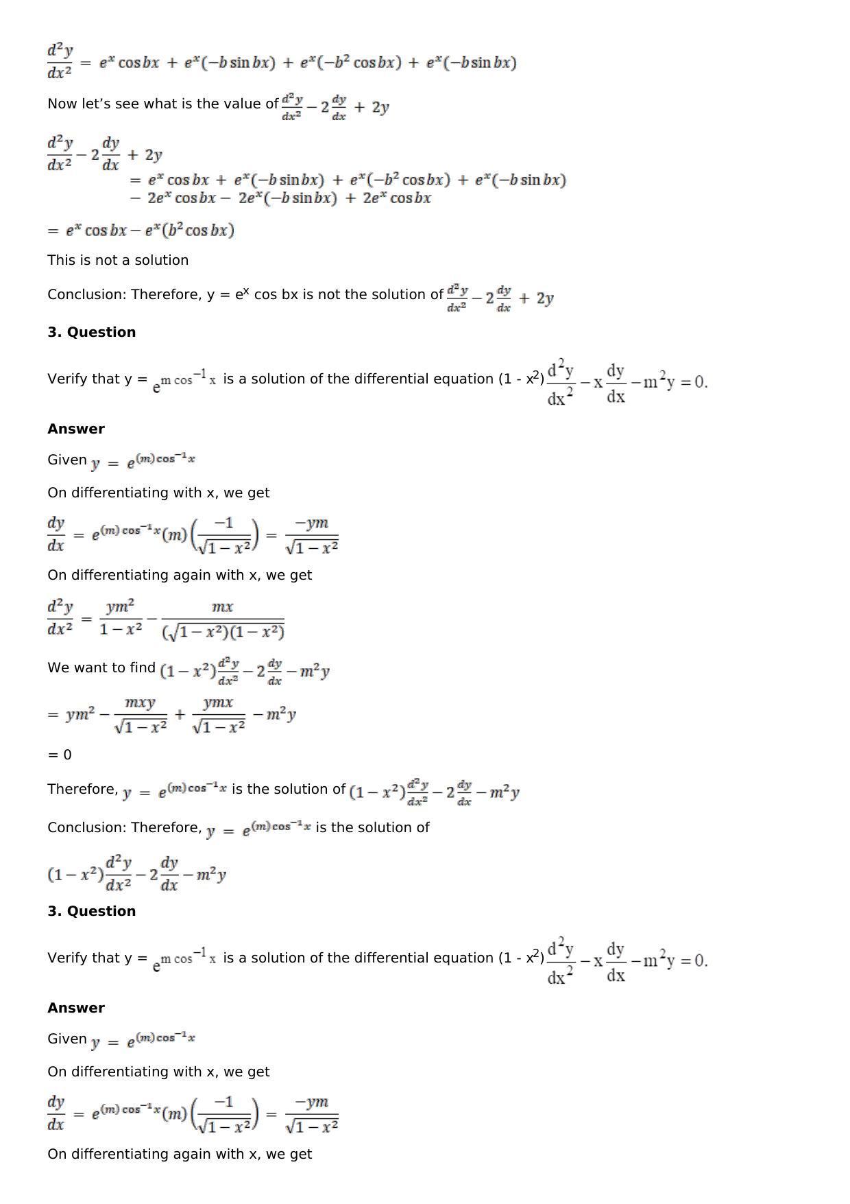 Chapter 18: Differential Equations and Their Formation Solutions: RS Aggarwal Class 12 Solutions - Page 8