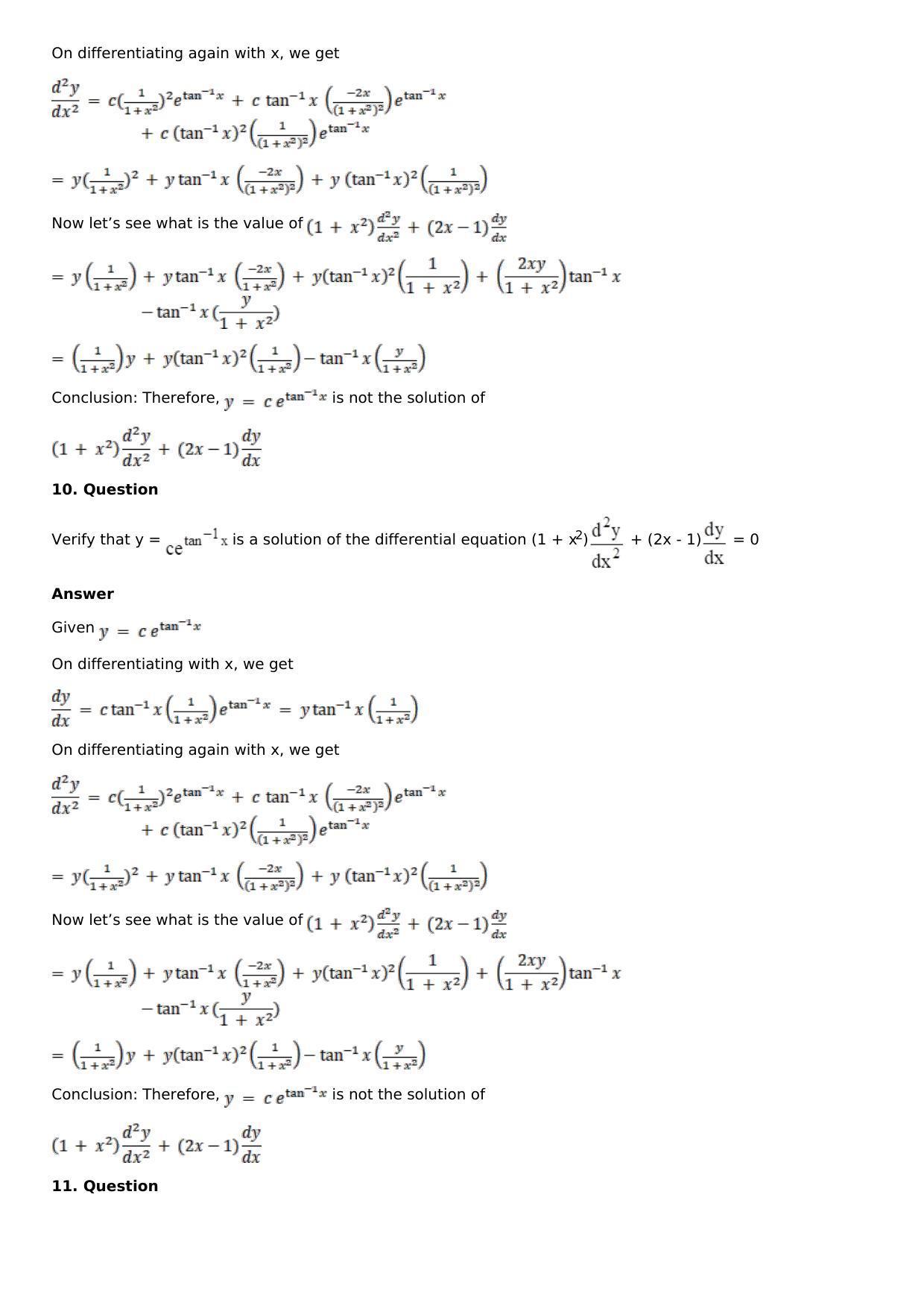 Chapter 18: Differential Equations and Their Formation Solutions: RS Aggarwal Class 12 Solutions - Page 15