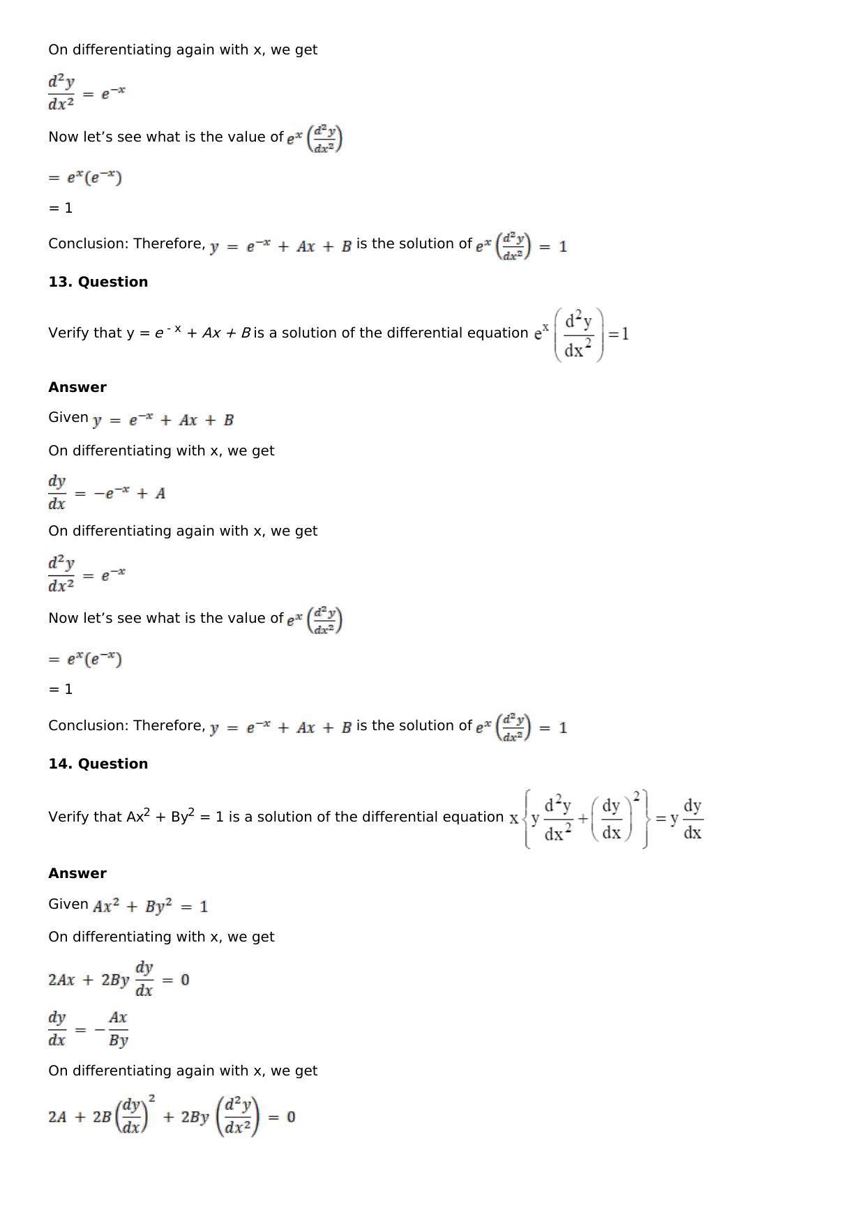 Chapter 18: Differential Equations and Their Formation Solutions: RS Aggarwal Class 12 Solutions - Page 18