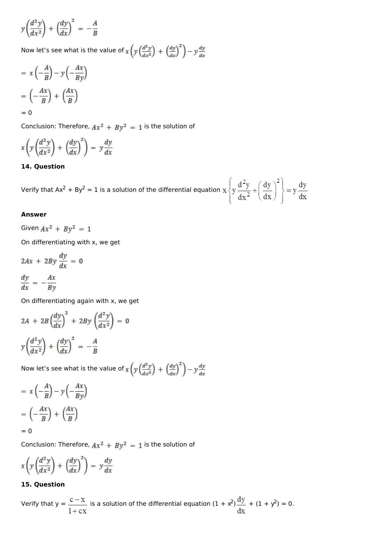 Chapter 18: Differential Equations and Their Formation Solutions: RS Aggarwal Class 12 Solutions - Page 19