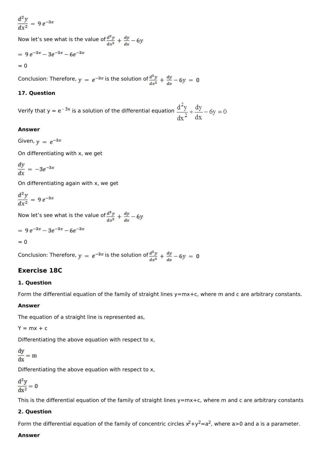 Chapter 18: Differential Equations and Their Formation Solutions: RS Aggarwal Class 12 Solutions - Page 22