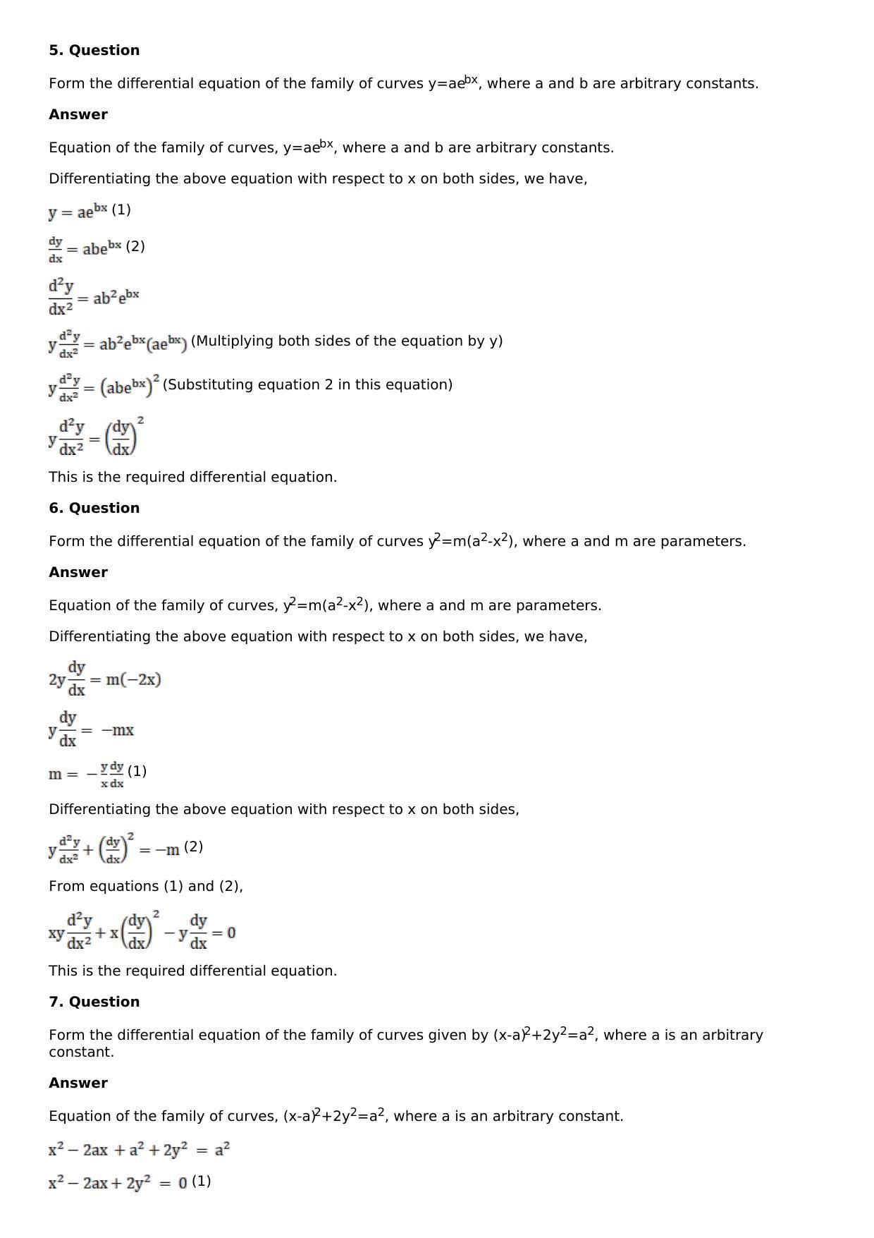 Chapter 18: Differential Equations and Their Formation Solutions: RS Aggarwal Class 12 Solutions - Page 24