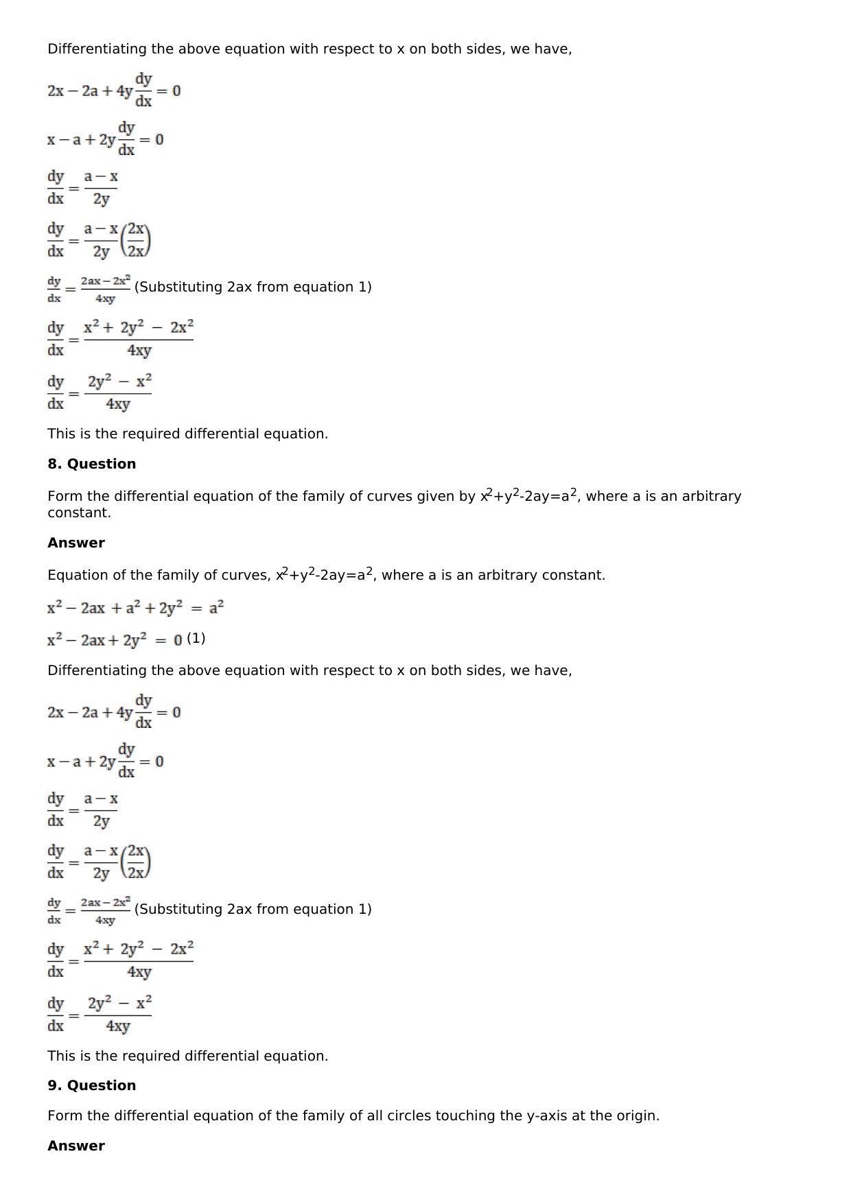 Chapter 18: Differential Equations and Their Formation Solutions: RS Aggarwal Class 12 Solutions - Page 25