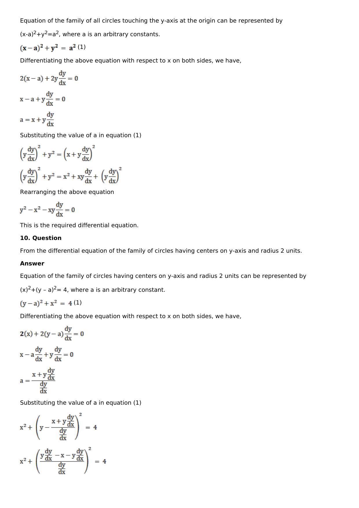 Chapter 18: Differential Equations and Their Formation Solutions: RS Aggarwal Class 12 Solutions - Page 26