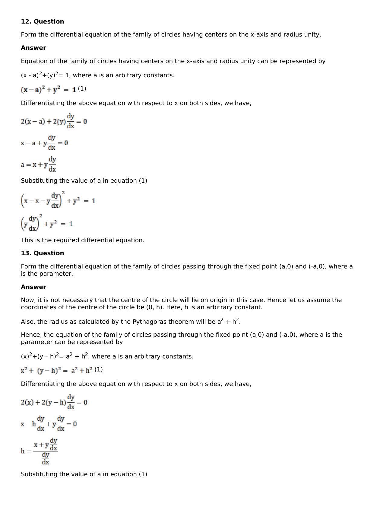 Chapter 18: Differential Equations and Their Formation Solutions: RS Aggarwal Class 12 Solutions - Page 28