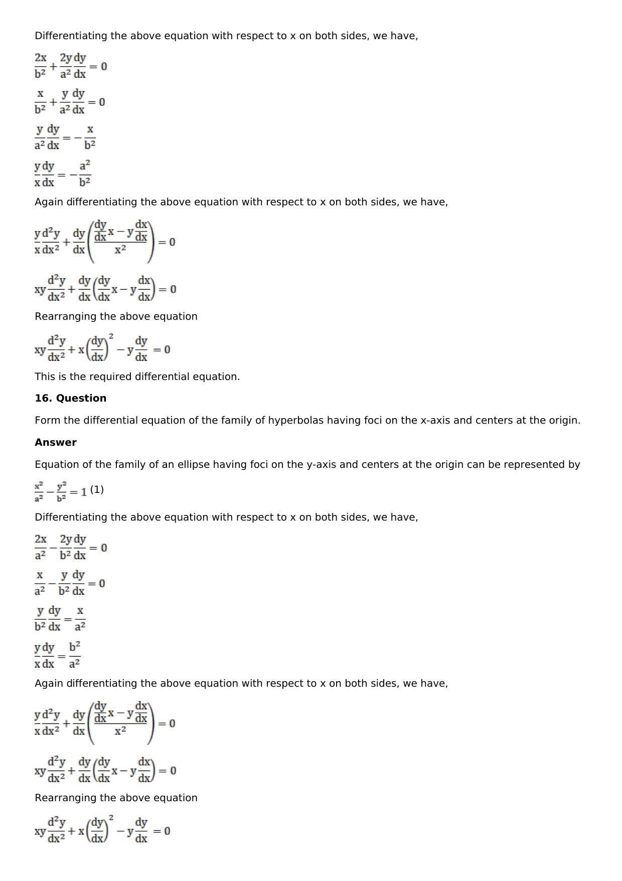 Chapter 18: Differential Equations and Their Formation Solutions: RS Aggarwal Class 12 Solutions - Page 30