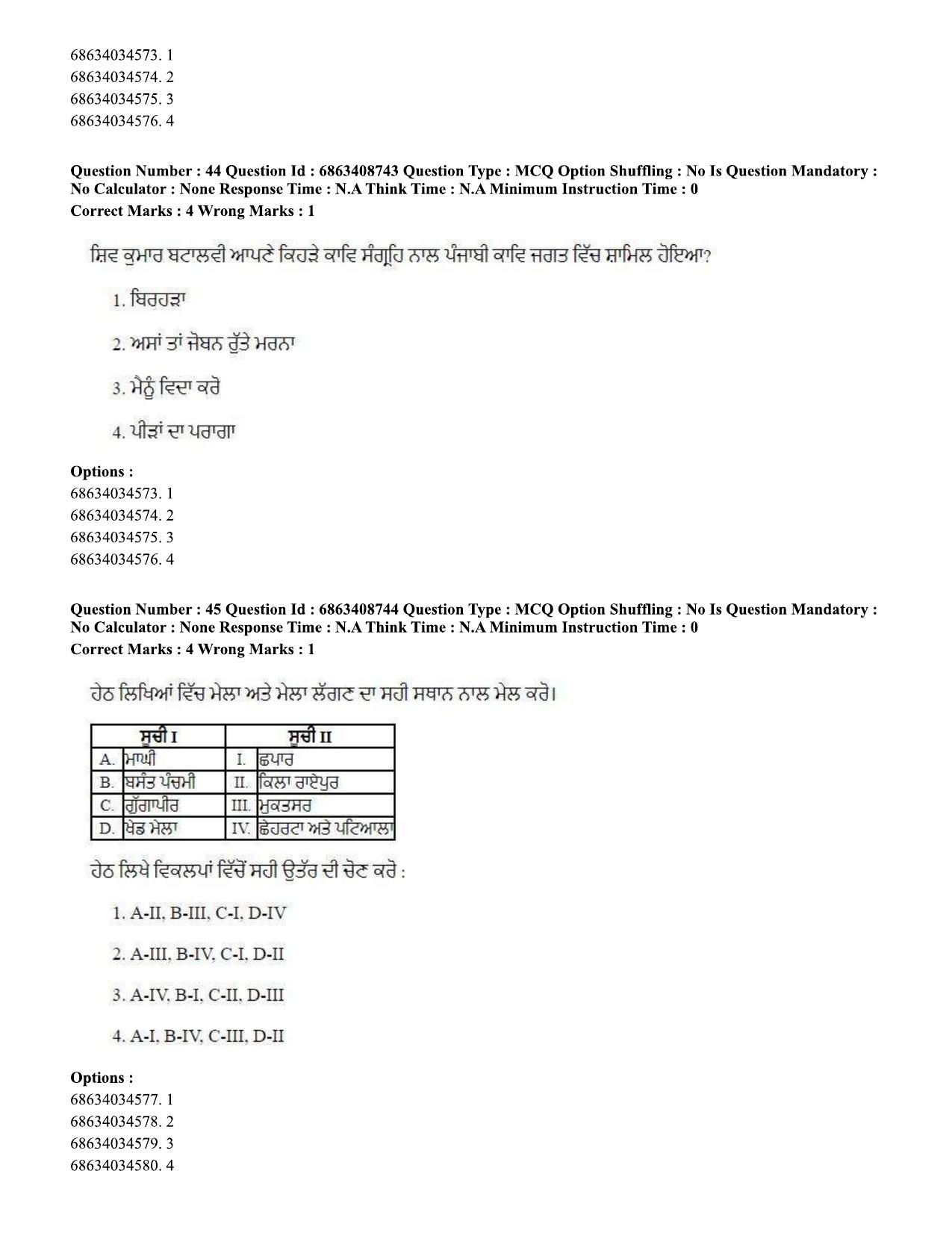 CUET PG 2023: LAQP33 – Punjabi (Eng.)-shift 2 (07-06-2023) Question Paper - Page 62