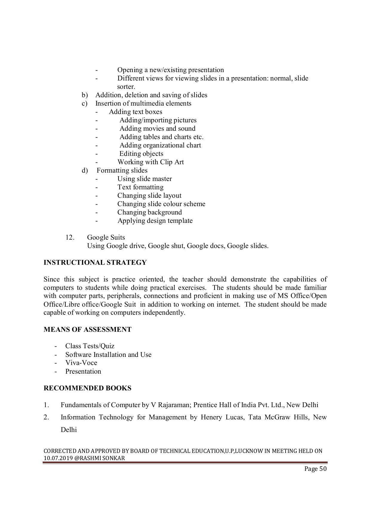 EFFECTIVE FROM JULY 2019-20 - SIX SEMESTER DIPLOMA COURSE IN MECHANICAL ENGINEERING ( REFRIGERATION & AIR CONDITIONING) - Page 50