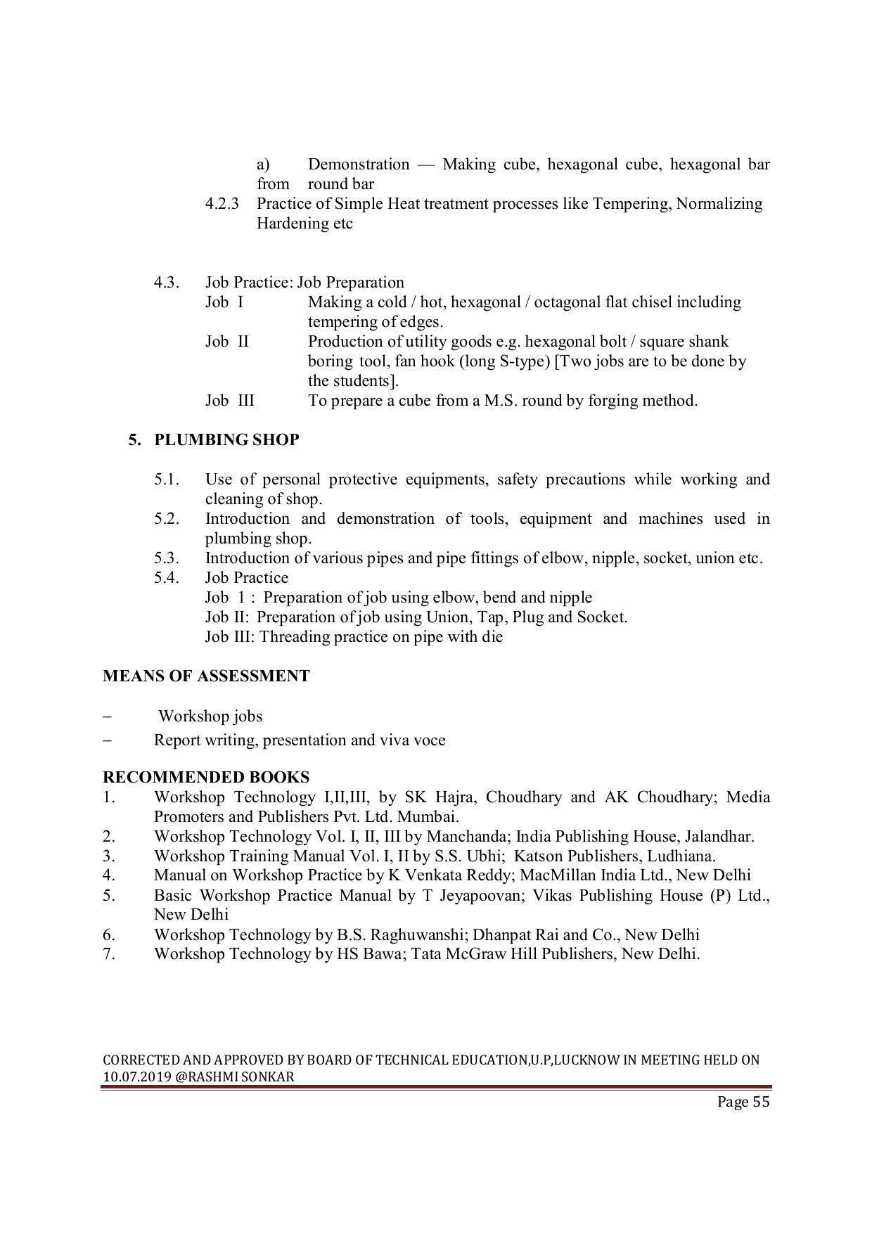 EFFECTIVE FROM JULY 2019-20 - SIX SEMESTER DIPLOMA COURSE IN MECHANICAL ENGINEERING ( REFRIGERATION & AIR CONDITIONING) - Page 55