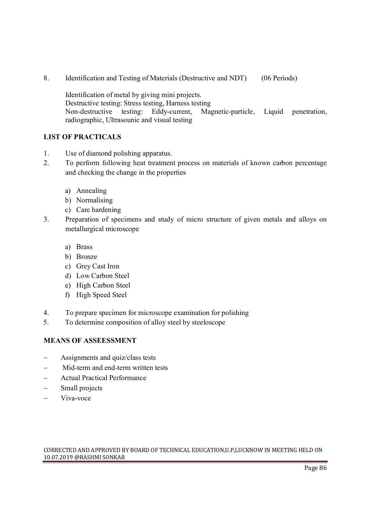 EFFECTIVE FROM JULY 2019-20 - SIX SEMESTER DIPLOMA COURSE IN MECHANICAL ENGINEERING ( REFRIGERATION & AIR CONDITIONING) - Page 86