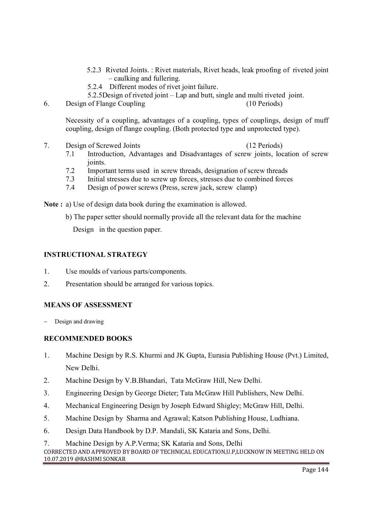 EFFECTIVE FROM JULY 2019-20 - SIX SEMESTER DIPLOMA COURSE IN MECHANICAL ENGINEERING ( REFRIGERATION & AIR CONDITIONING) - Page 144