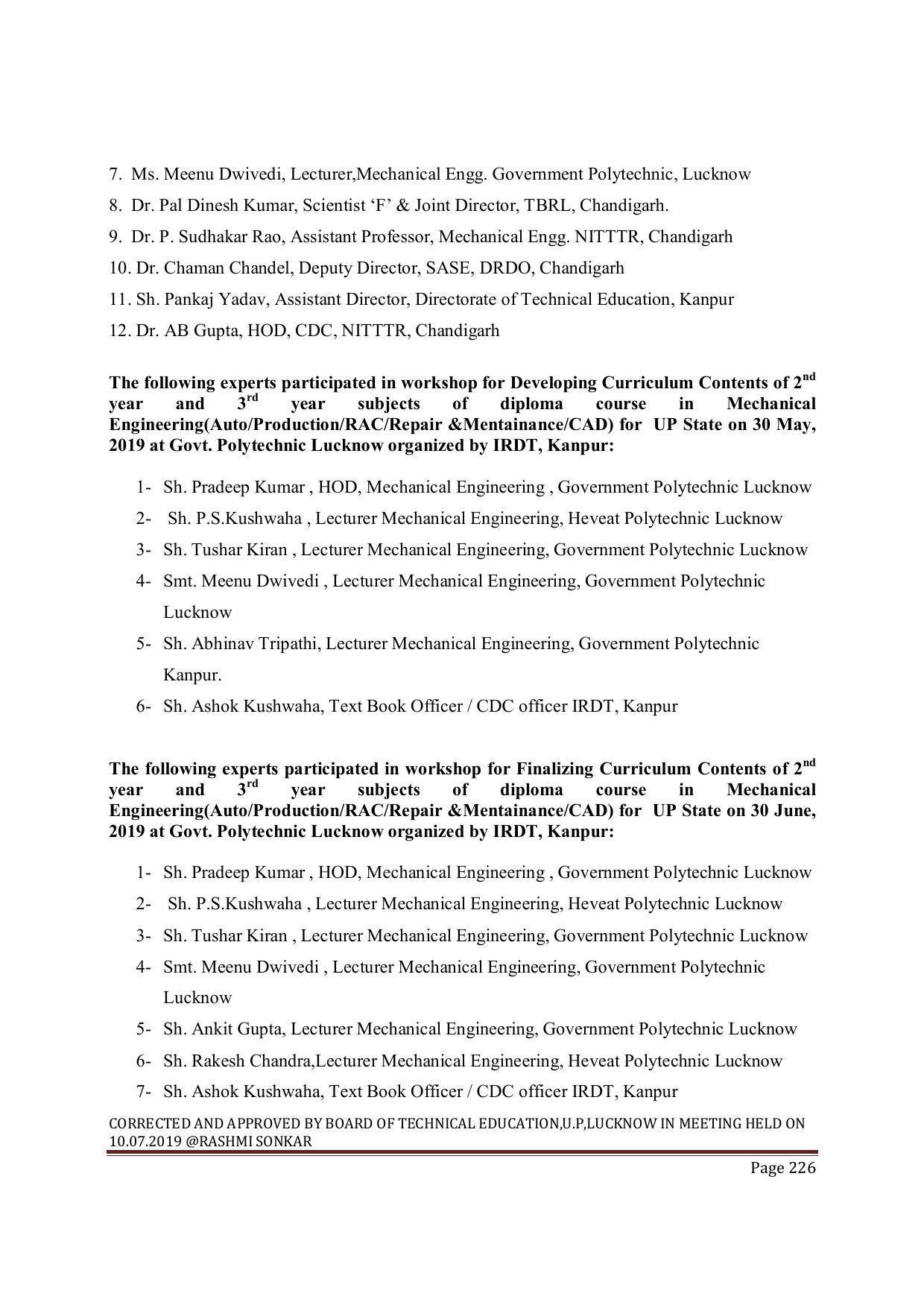 EFFECTIVE FROM JULY 2019-20 - SIX SEMESTER DIPLOMA COURSE IN MECHANICAL ENGINEERING ( REFRIGERATION & AIR CONDITIONING) - Page 226