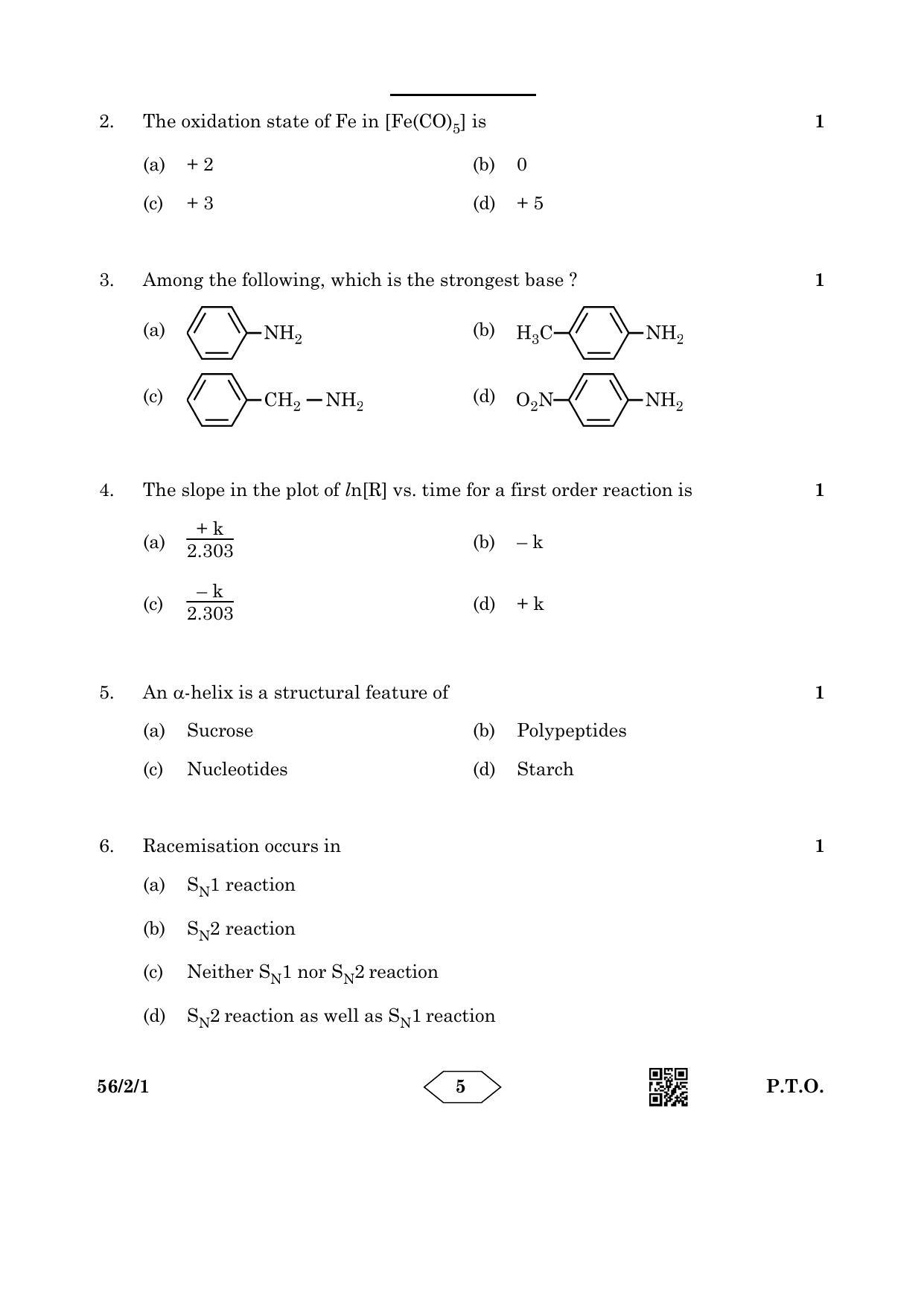 CBSE Class 12 56-2-1 Chemistry 2023 Question Paper - Page 5