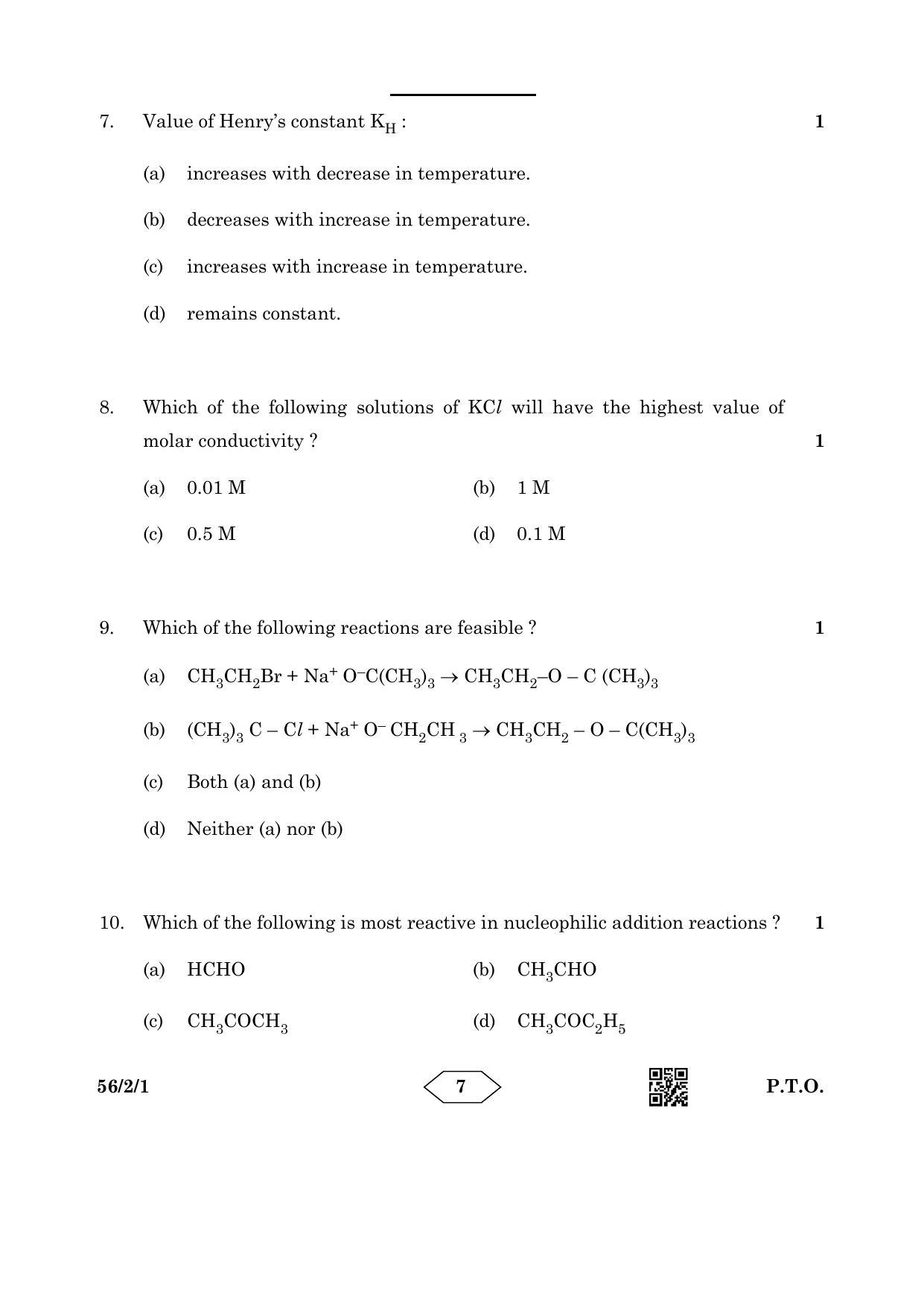 CBSE Class 12 56-2-1 Chemistry 2023 Question Paper - Page 7