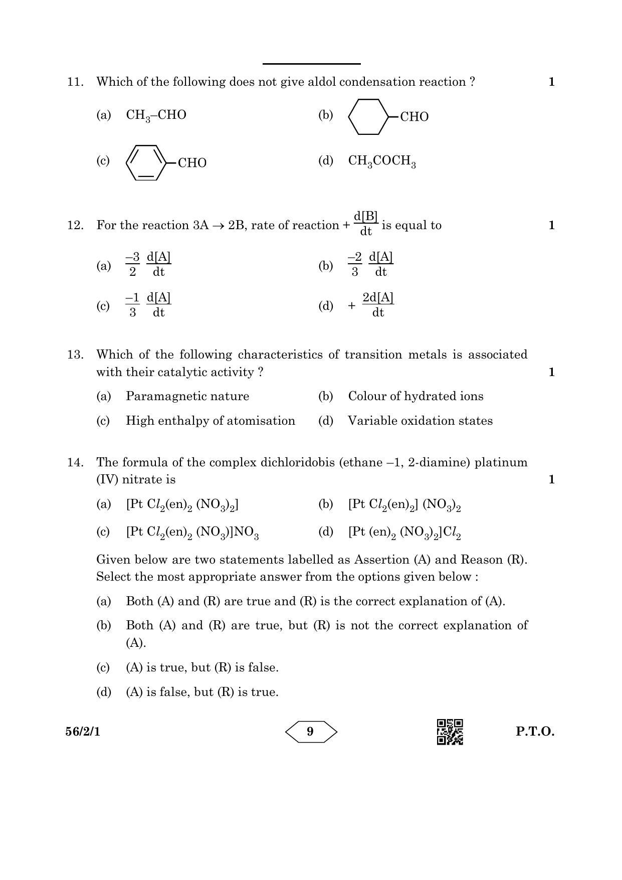 CBSE Class 12 56-2-1 Chemistry 2023 Question Paper - Page 9