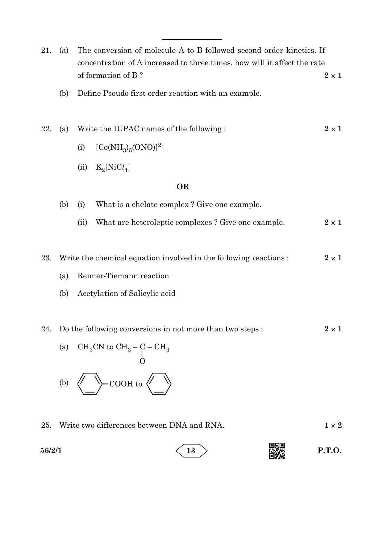 CBSE Class 12 56-2-1 Chemistry 2023 Question Paper - Page 13