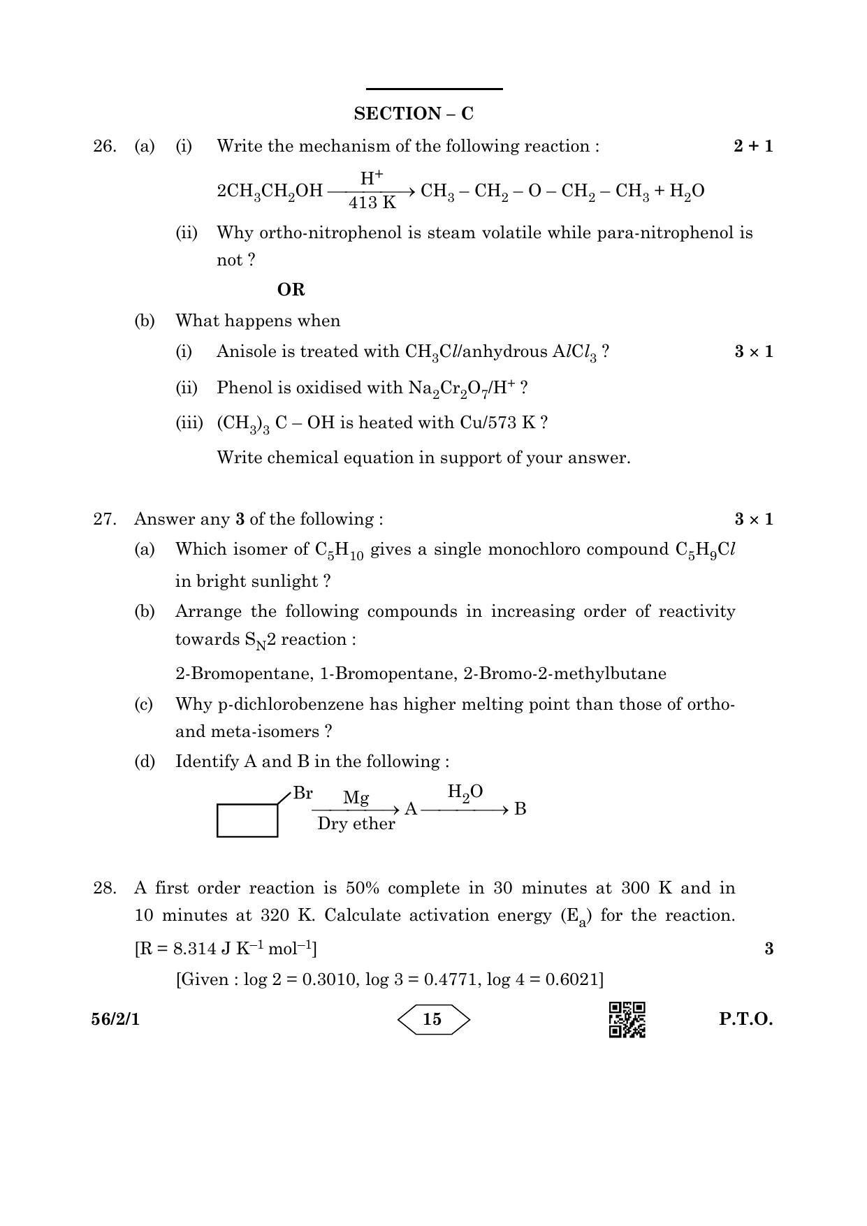 CBSE Class 12 56-2-1 Chemistry 2023 Question Paper - Page 15